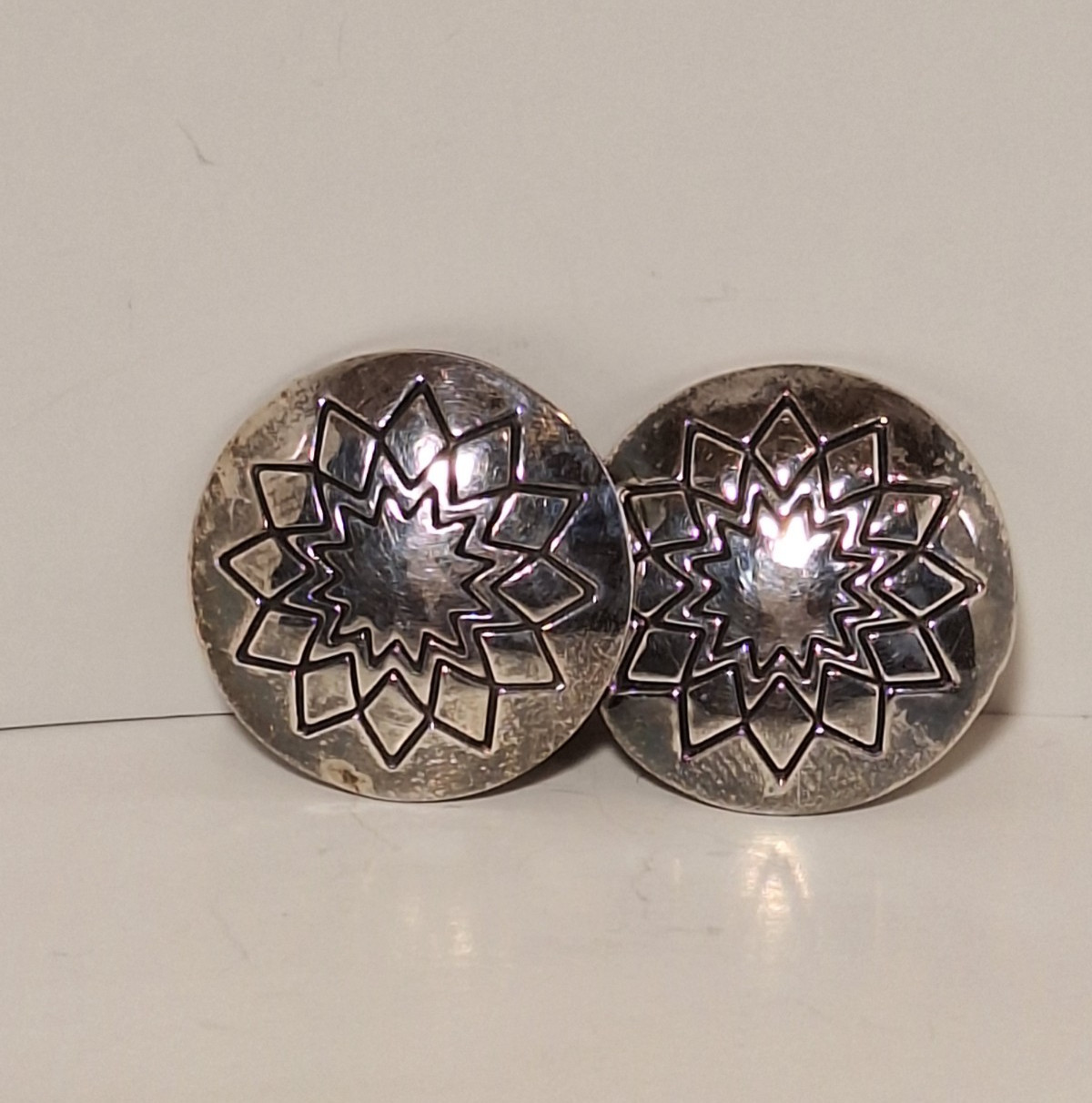 Vintage Van Horne Sterling Silver Starburst Clip-on Earrings