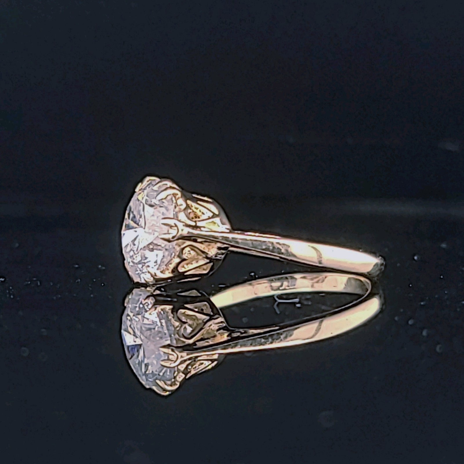 14k Yellow Gold Vintage Engagement Ring 2.82 Carat Natural Round Diamond