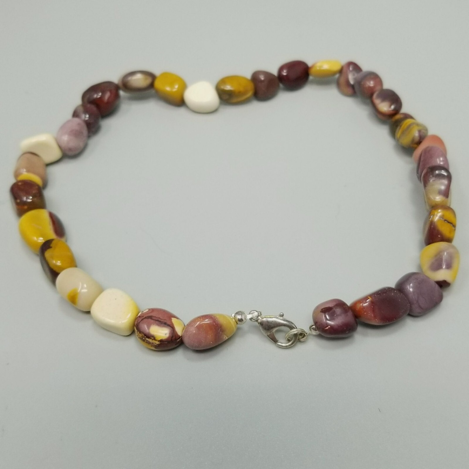 Vintage Red Yellow Stone Beaded Set 16 Inch Necklace Stretch Bracelet