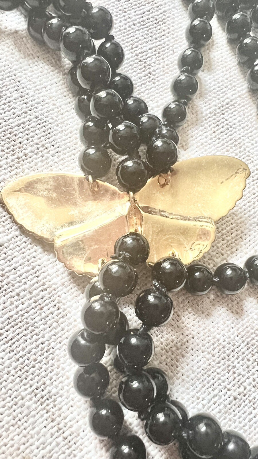 Metropolitan Museum of Art Necklace Butterfly Multi Strand Enamel Rhinestone Vnt