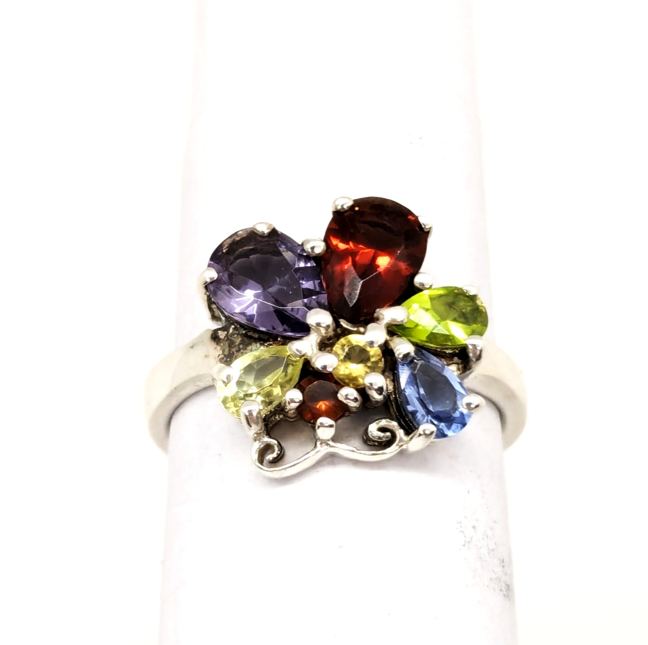 Vintage Luxury RING “Samotsvety”Silver 925 with Bright Stones -size: 7.5US| #127