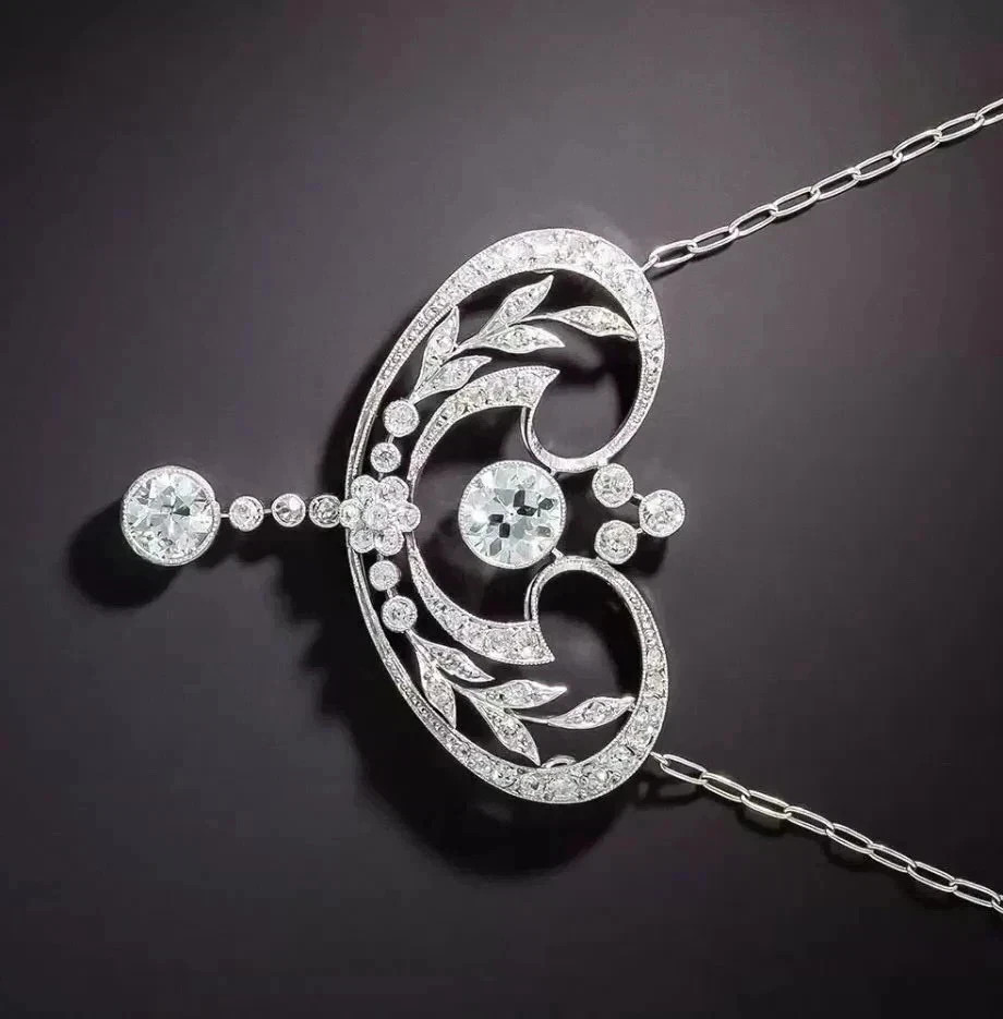 2Ct Art Deco Style Lab Created Diamond Anniversary 14K White Gold Finish Pendant