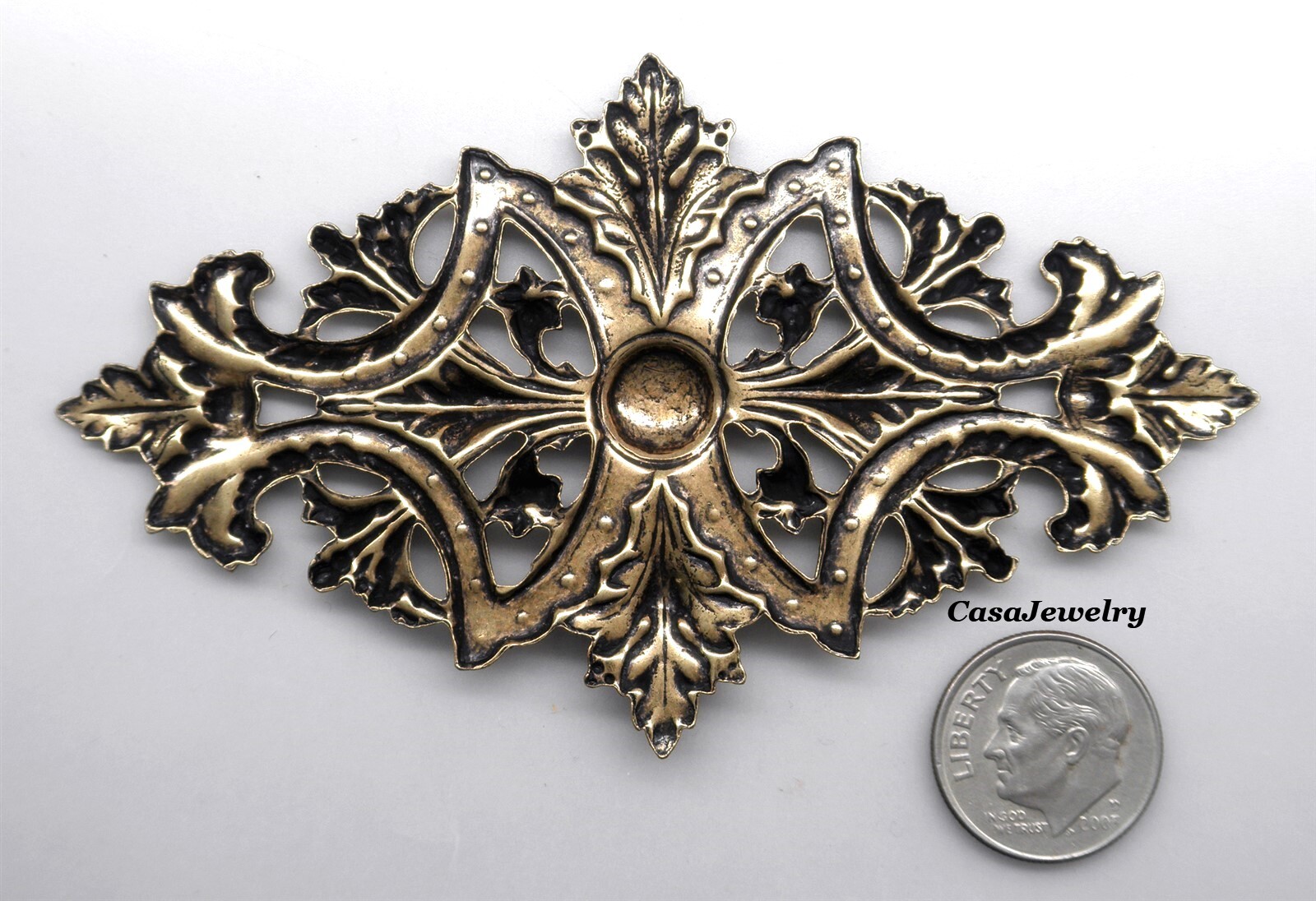 #1905 ANTIQUED GOLD CELTIC STYLE BARRETTE COMPONENT – 1 Pc Lot