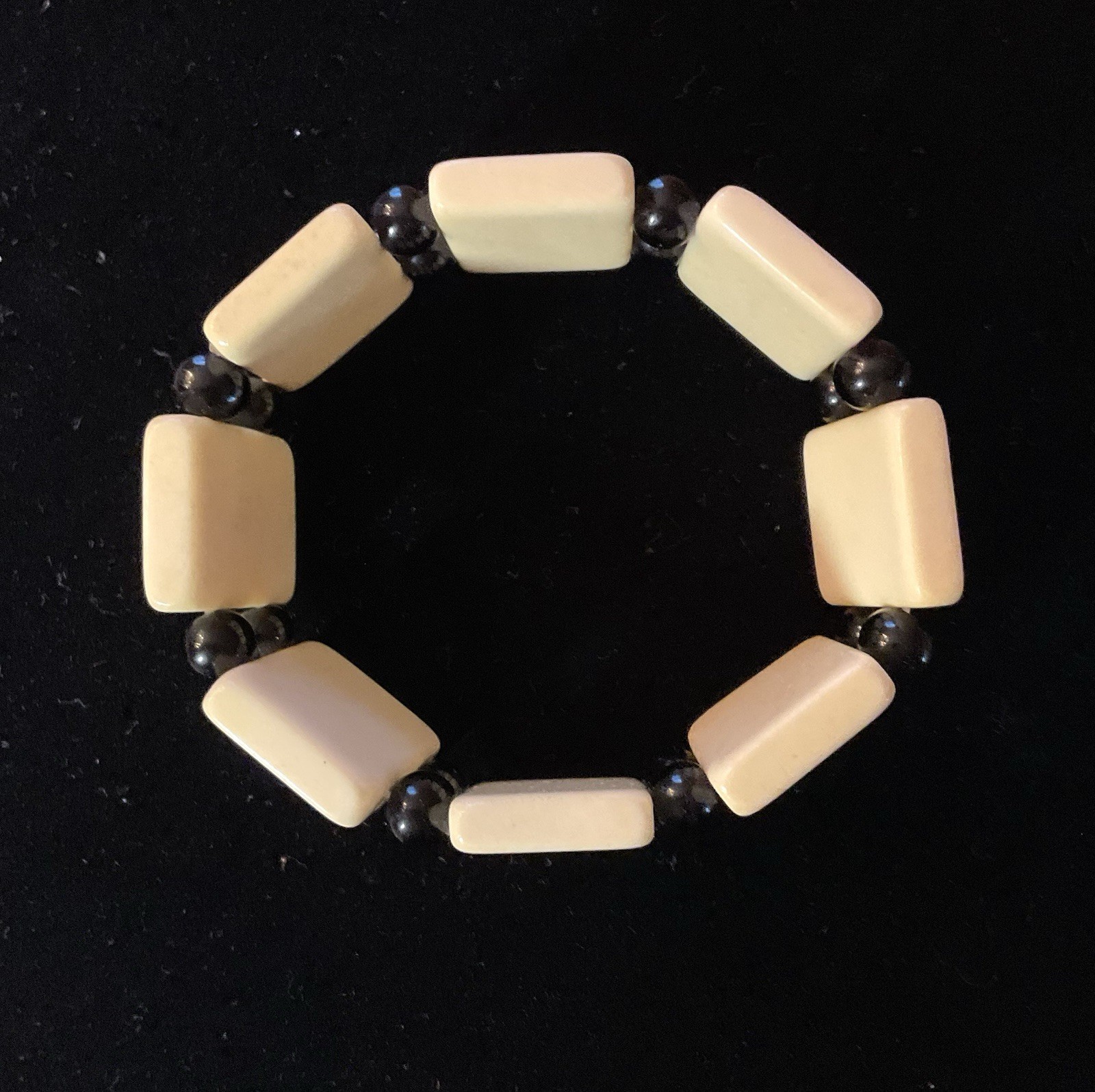 VINTAGE ASIAN CHINESE MAHJONG TILE STRETCH BRACELET