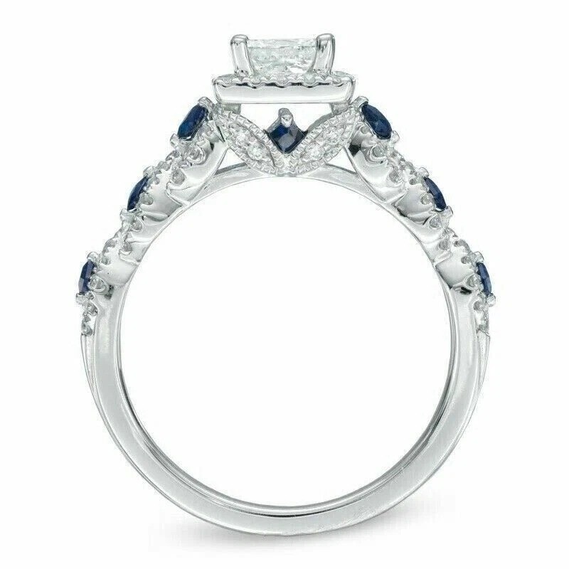 2Ct VVS1 Princess Cut Lab Created Diamond Anniversary 14k White Gold Finish Ring