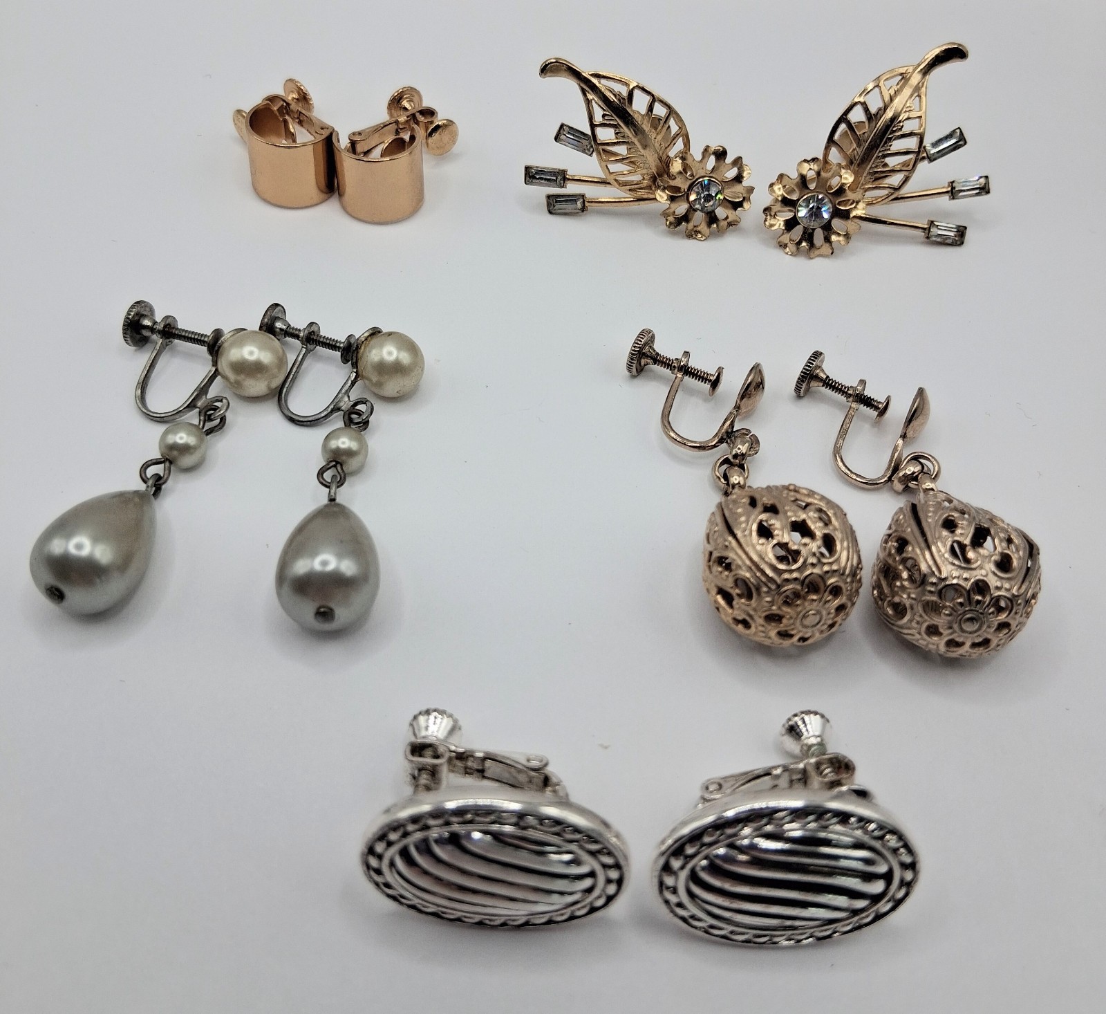 Vintage Earrings Lot 5 Pairs Clip/Screw Back Napier, Vendôme Pat.