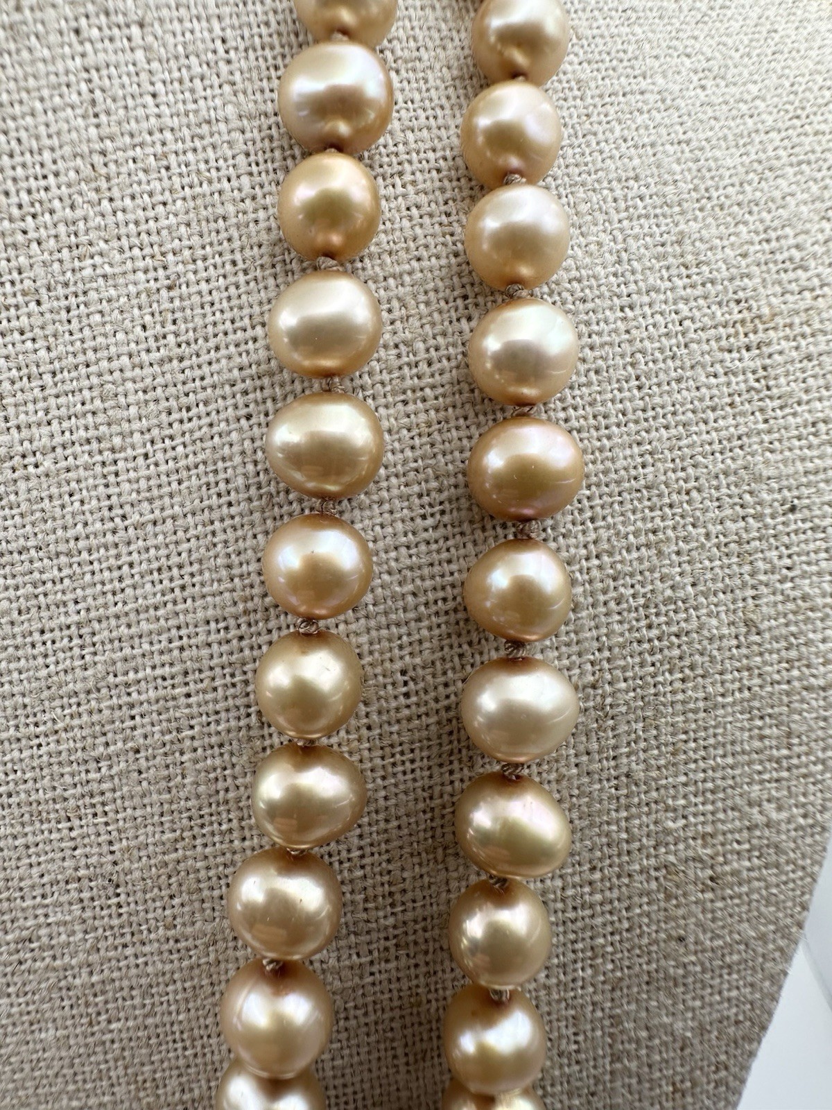 Vintage Freshwater Pearl With Large Imitation Pearl Necklace 48” Sterling Clasp