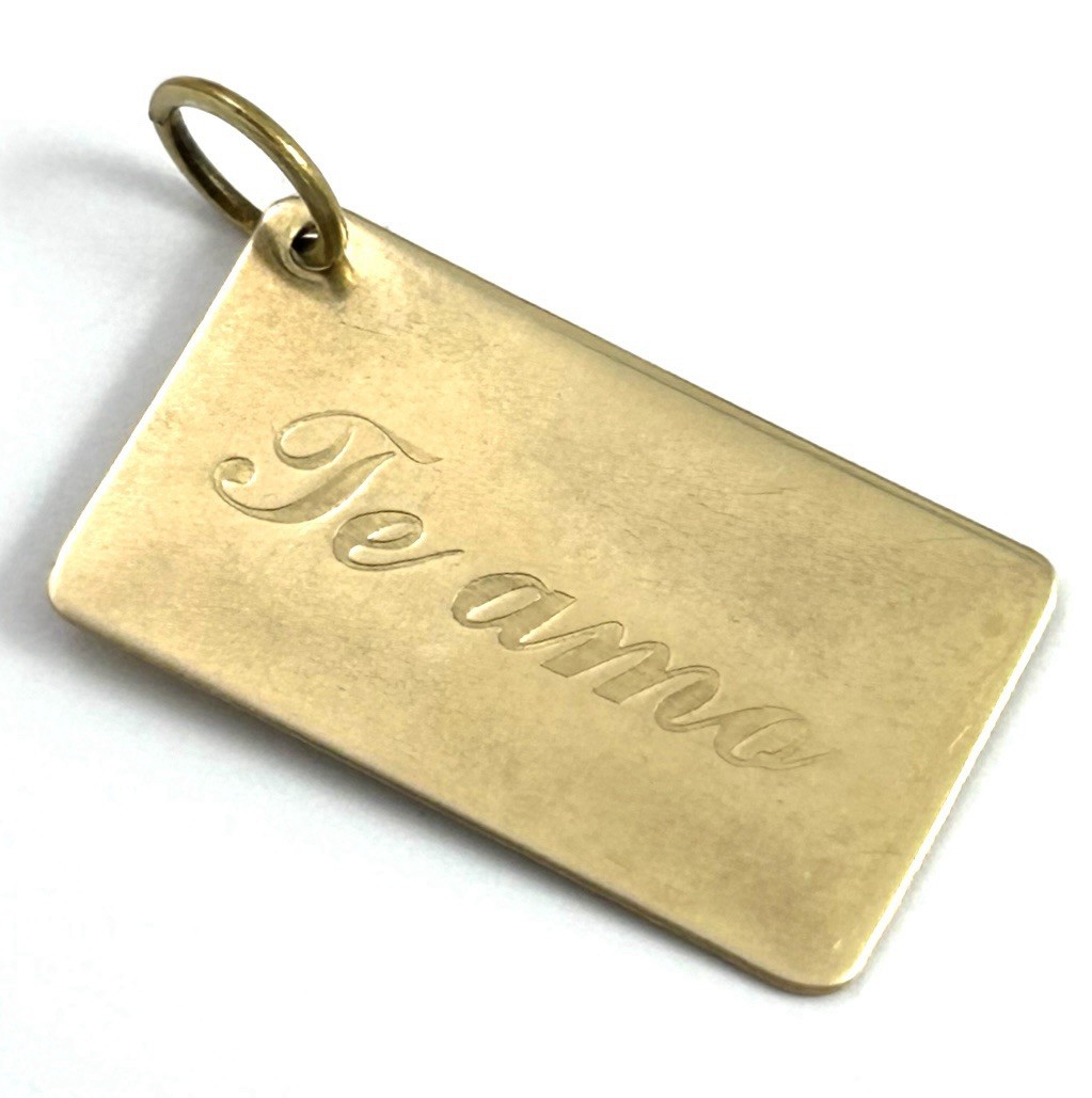 Vintage Charm I Love You Te Amo Necklace Pendant Brass Jewelry Gift For Women