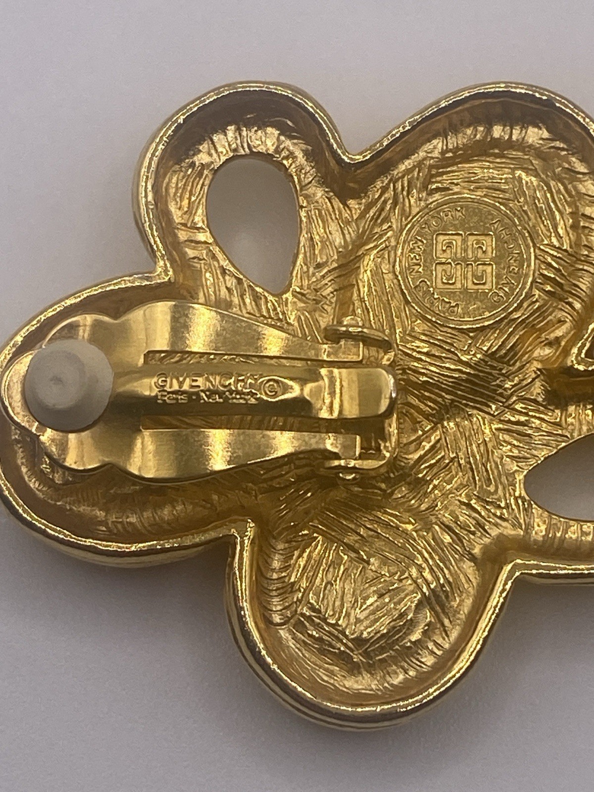 Givenchy Vintage Gripoix Clip Earrings Gold Tone