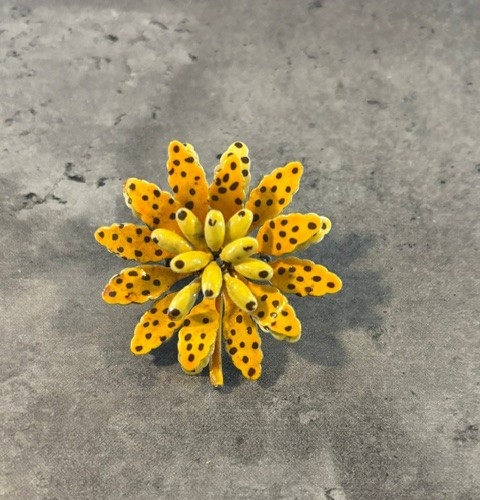 Vintage layered Bright Orange and Yellow Flower Brooch Pin