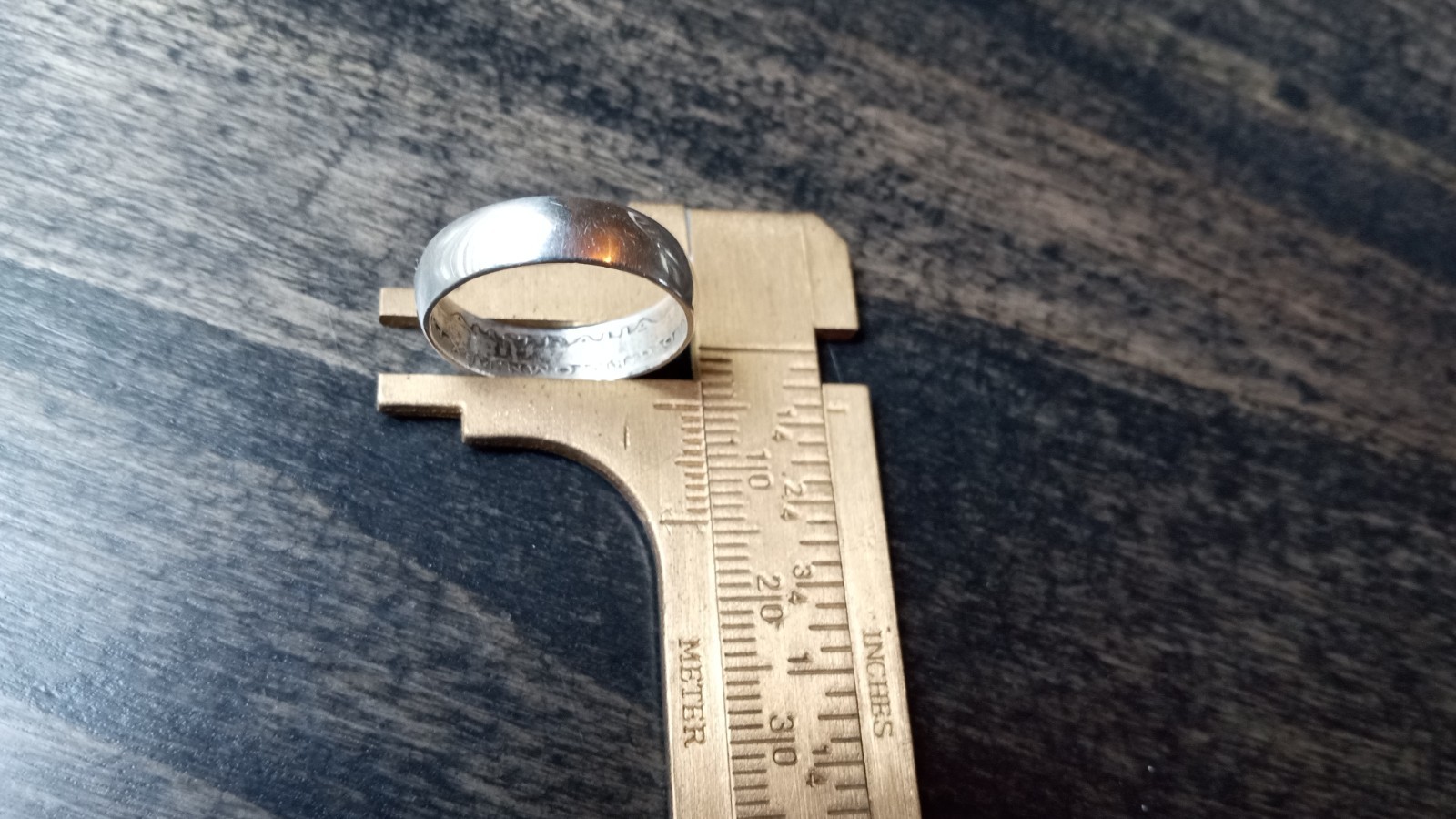 Sterling Silver Band Ring, Artisan Vintage Australian Shilling, Size 7US, 5mm