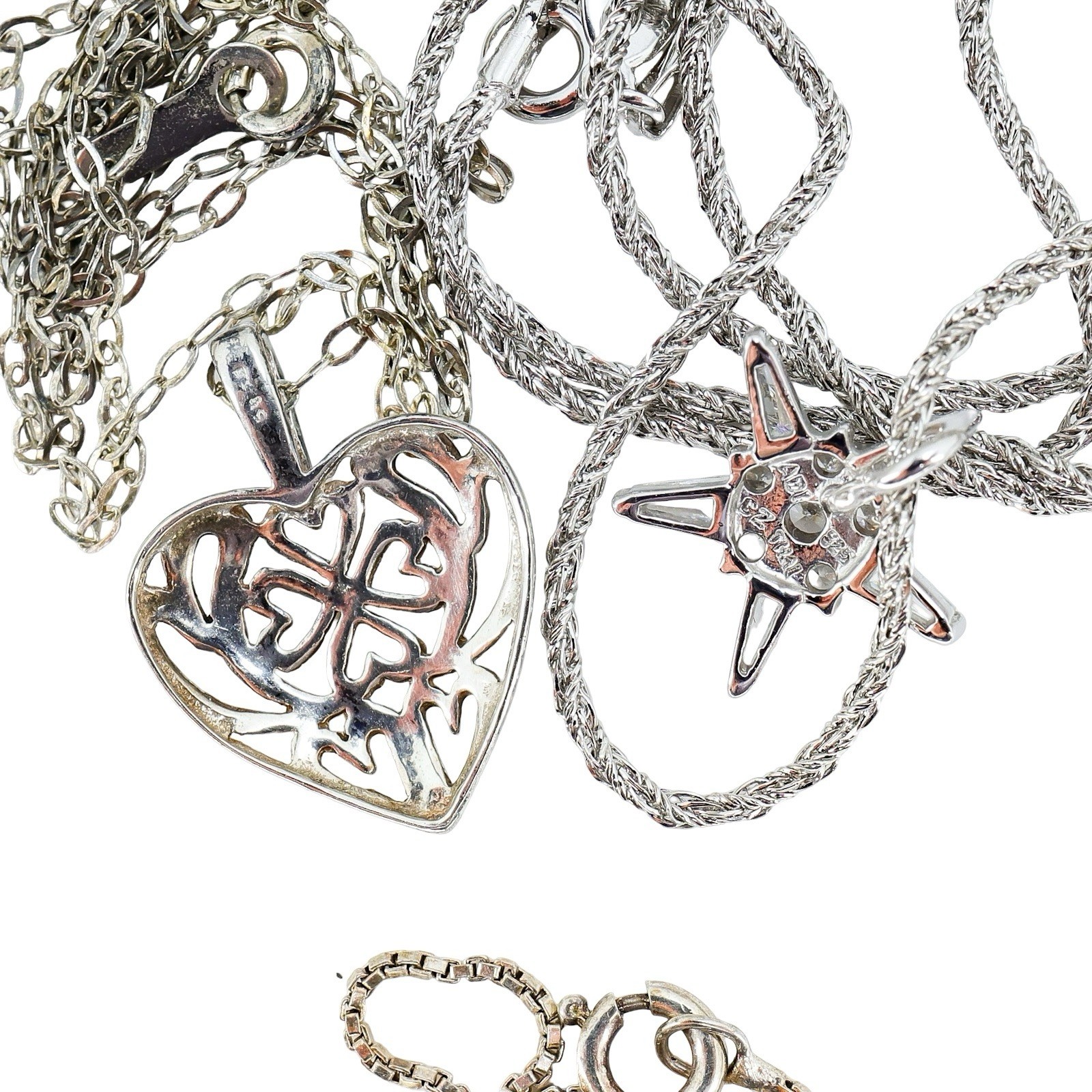 Lot 15pc WEARABLE Sterling Silver Jewelry Necklaces Earrings Art Deco Etc