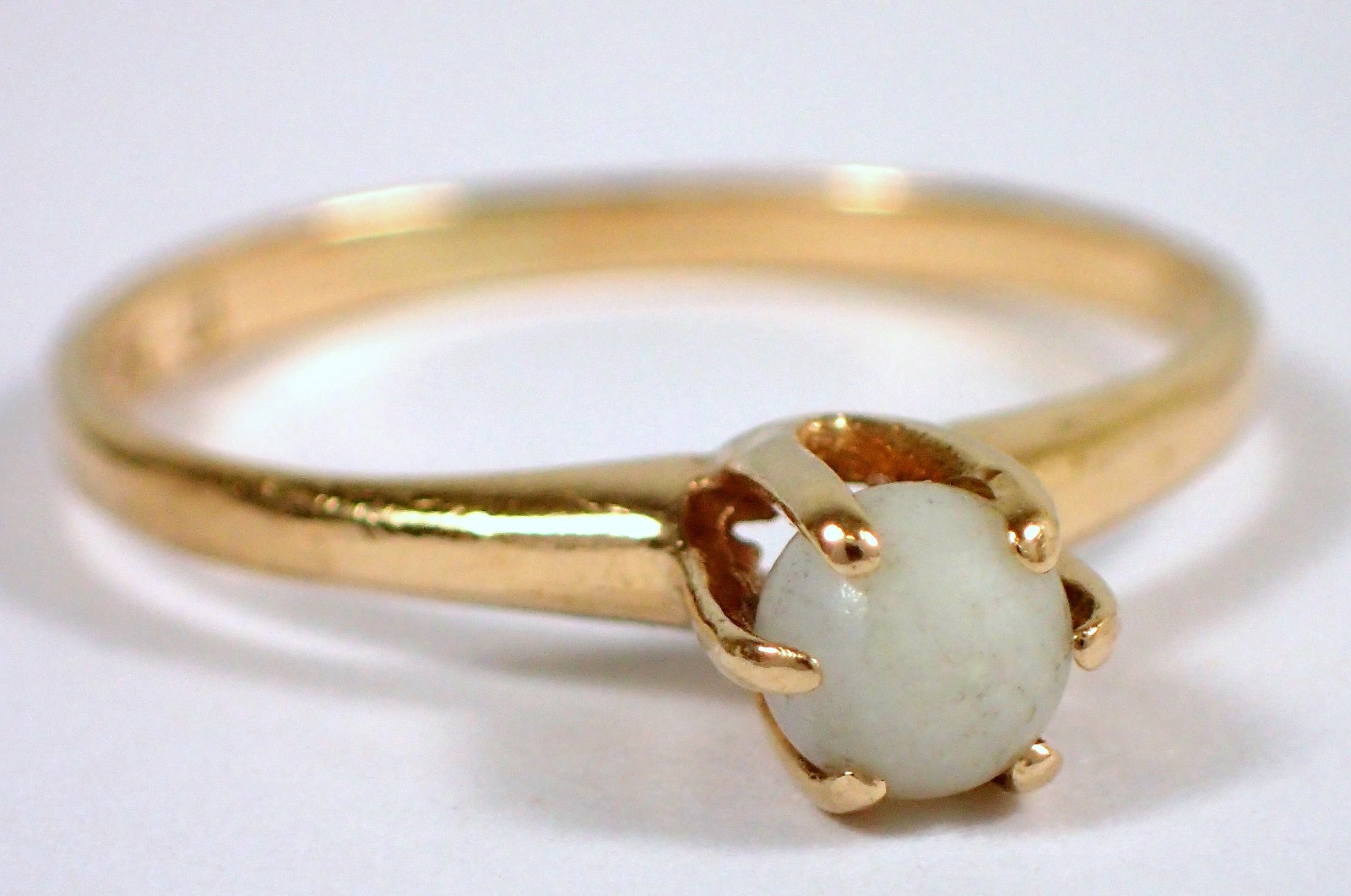 Antique Victorian 1.1g SOLID 10k Yellow Gold Prong Set White Stone Ring Sz 5.5