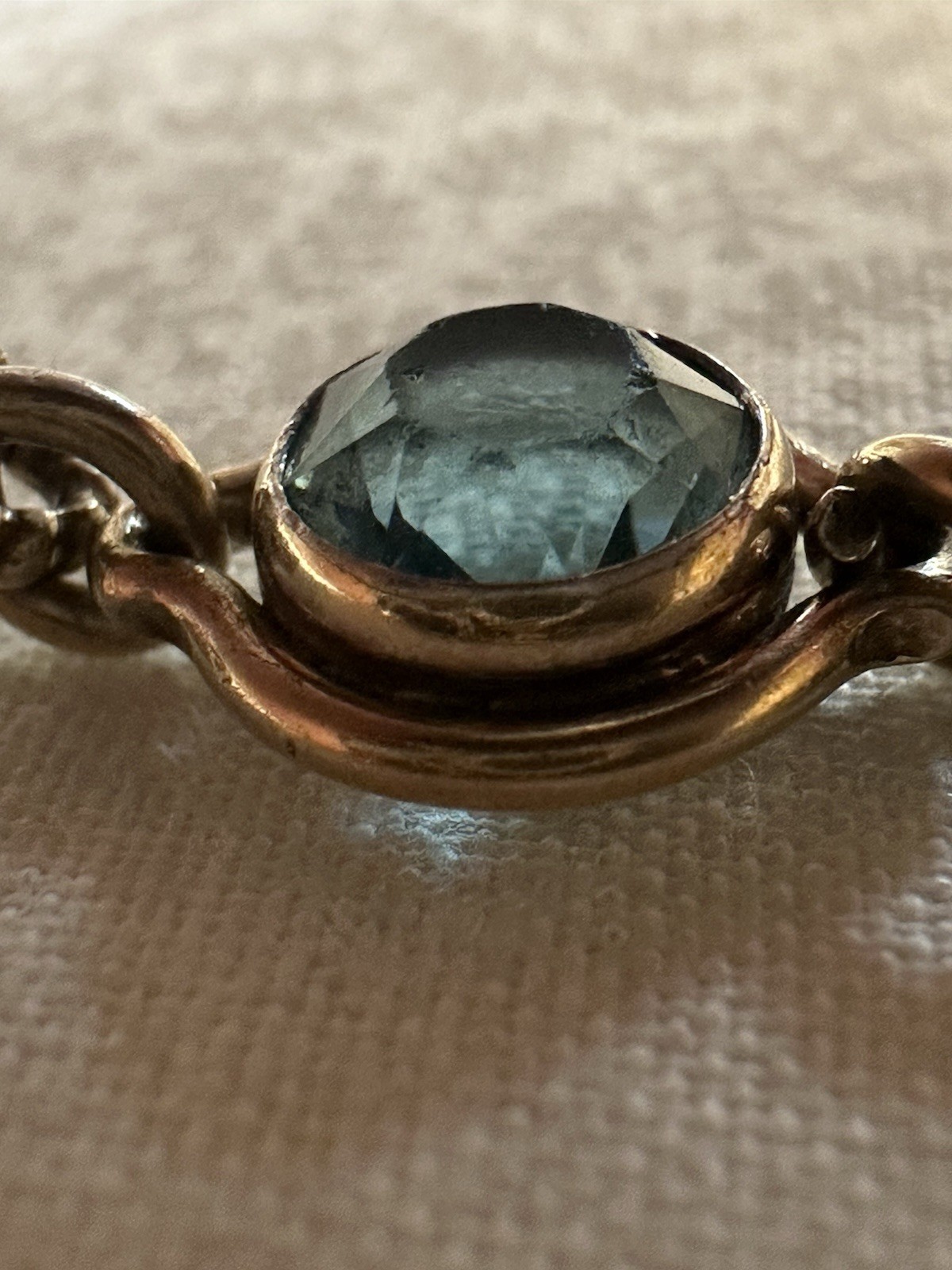 Vintage STURDY 12KT Gold Filled Blue Zircon Color Rhinestone Bracelet 7 IN