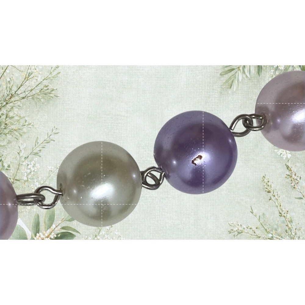 Vintage Pastel Faux Pearl Double Strand Necklace Pink Purple Romantic
