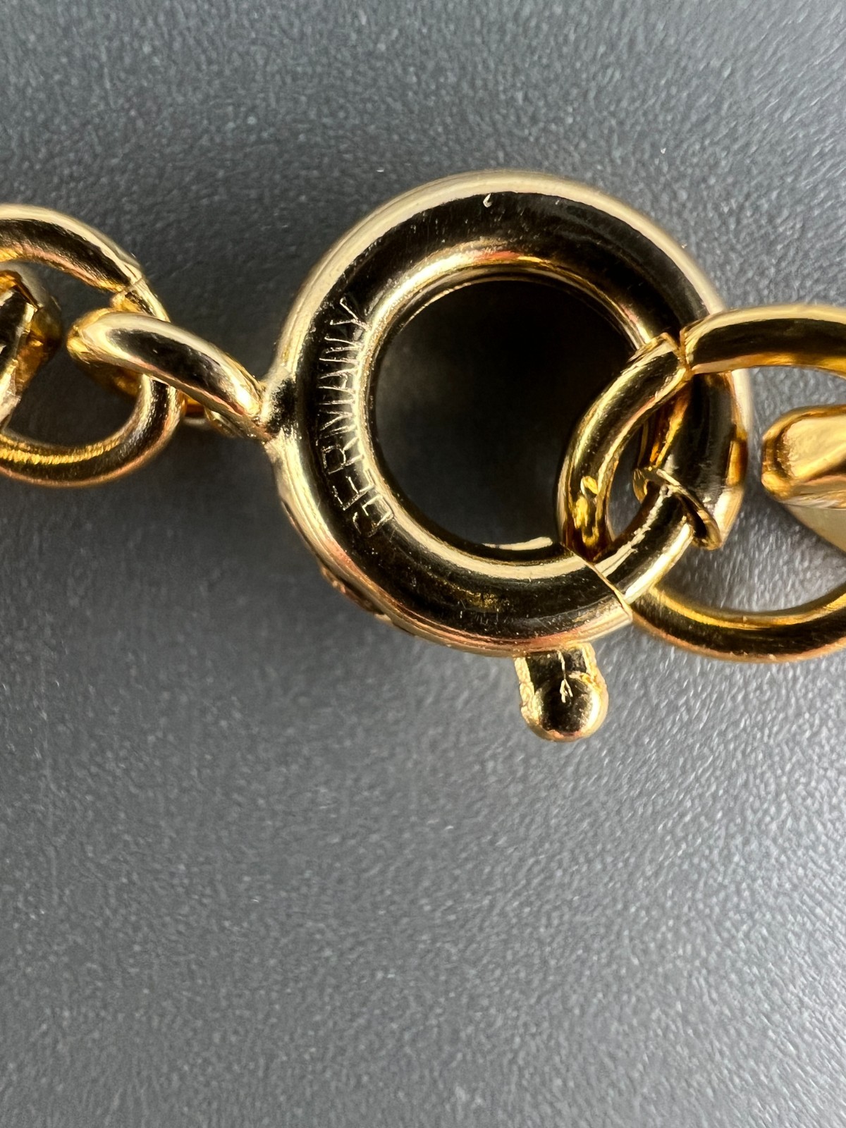 Vintage Charm Bracelet Gold Tone Curb Link Good Luck Clover Mandolin Germany