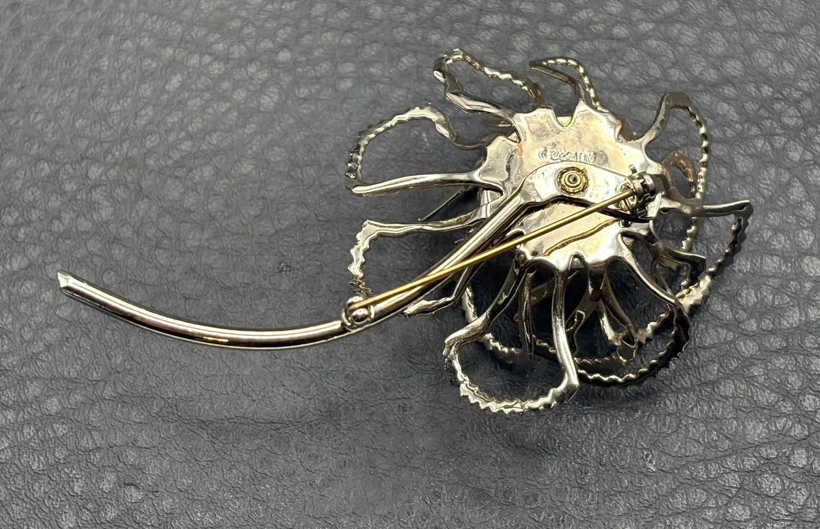 Sarah Coventry Vintage Gold Tone Aurora Borealis AB Rhinestone Flower Brooch Pin
