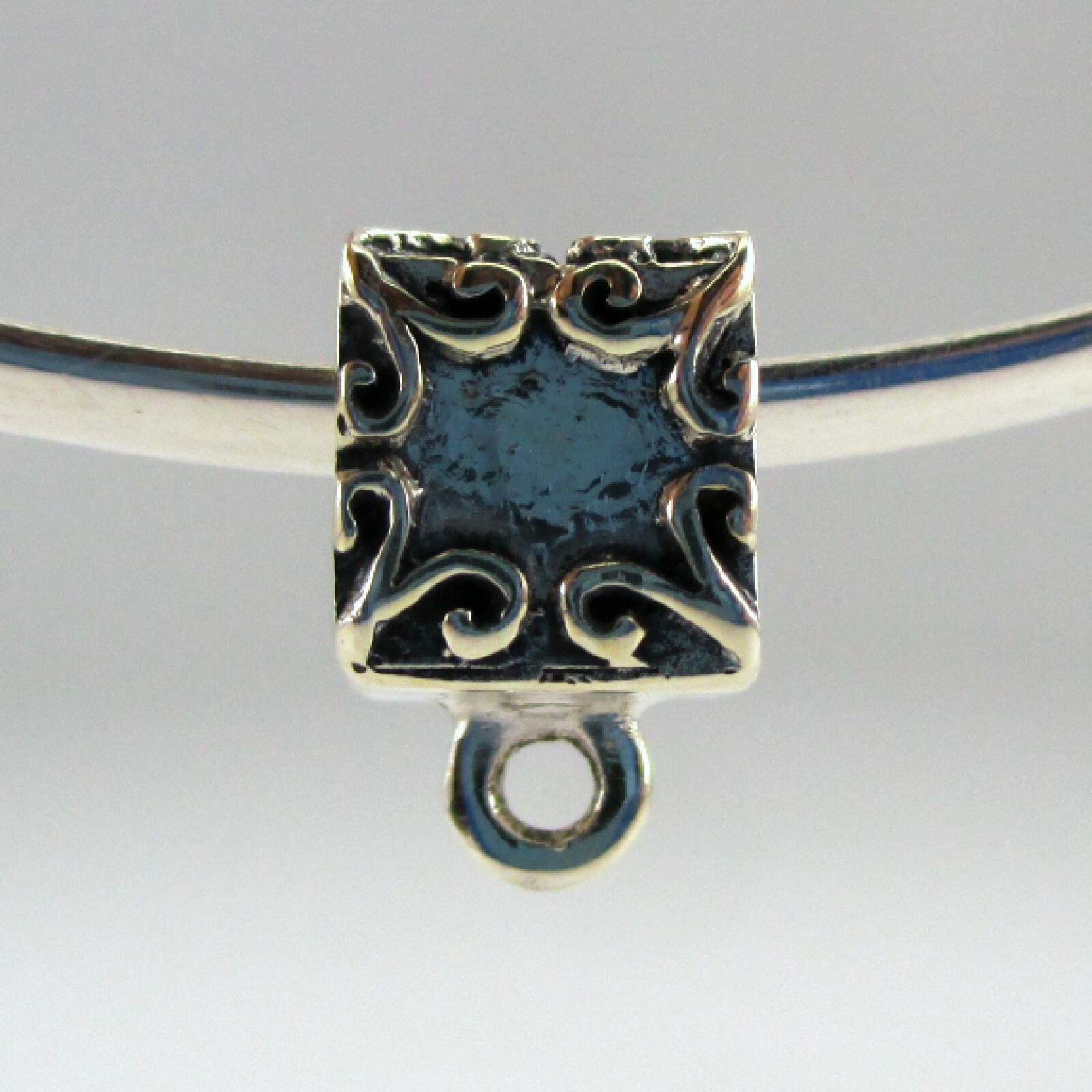 Sterling Silver VICTORIAN BOX Charm Bead for Bracelet HANGER Holder ADAPTER New