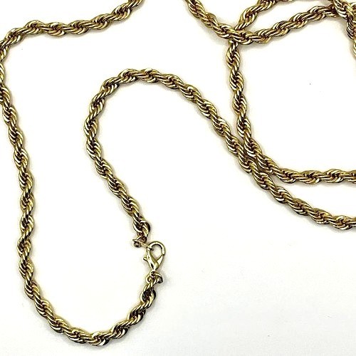 Vintage Rope Chain Necklace With Rhinestone Crystal Ball Pendant