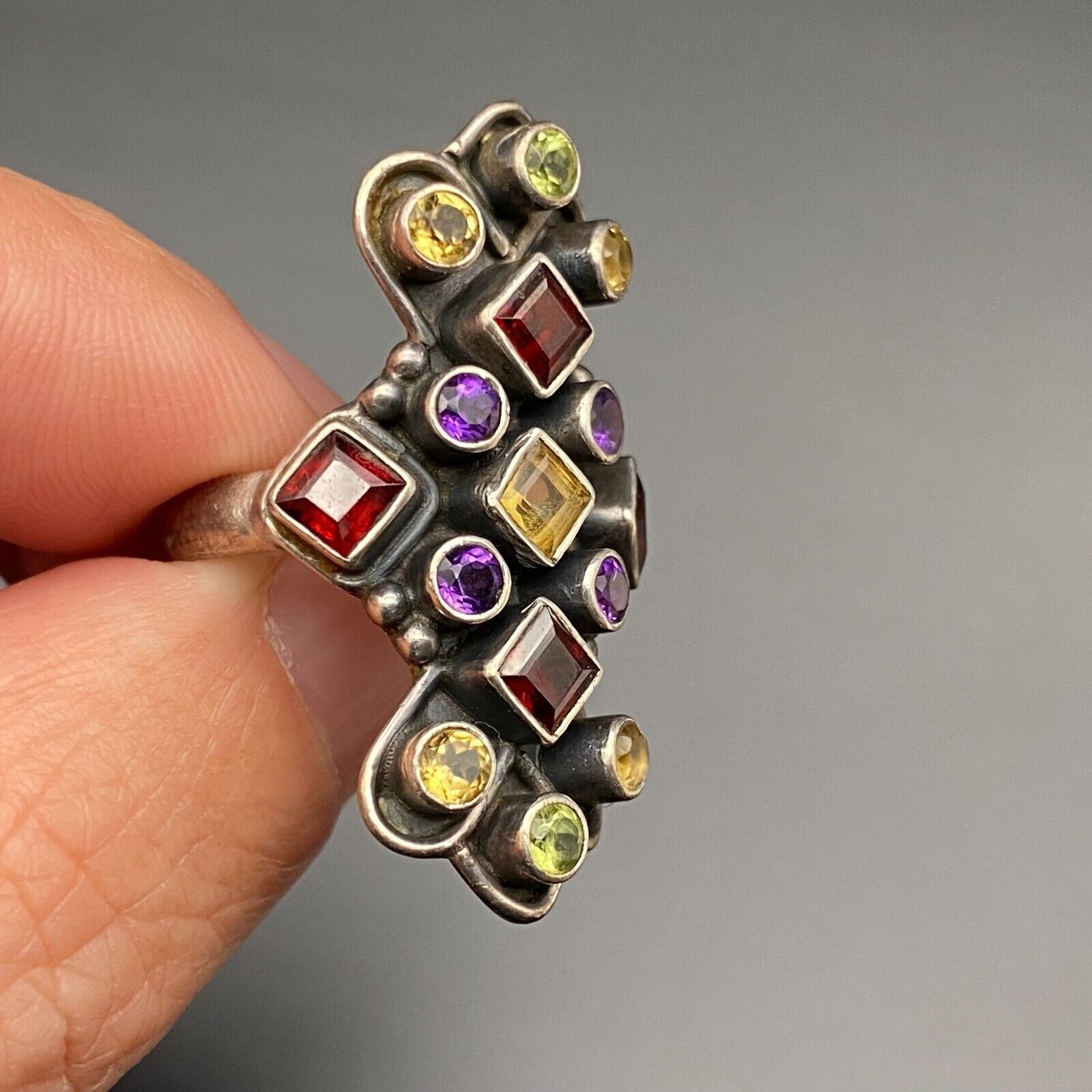 Vintage Multiple Stones Sterling Silver Ring Size 6