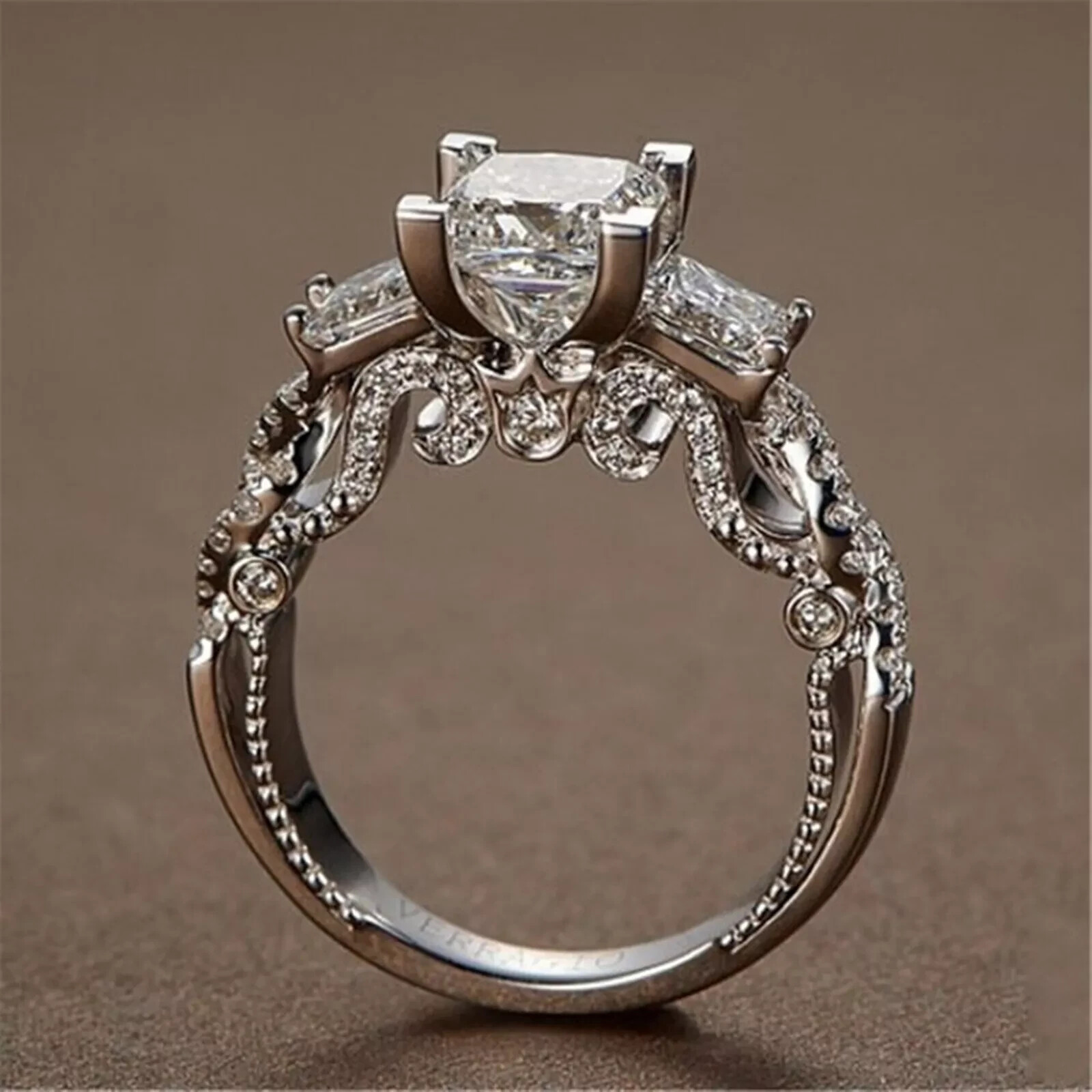1.75Ct Princess Lab Created Diamond 14K White Gold Finish Anniversary Gift Ring