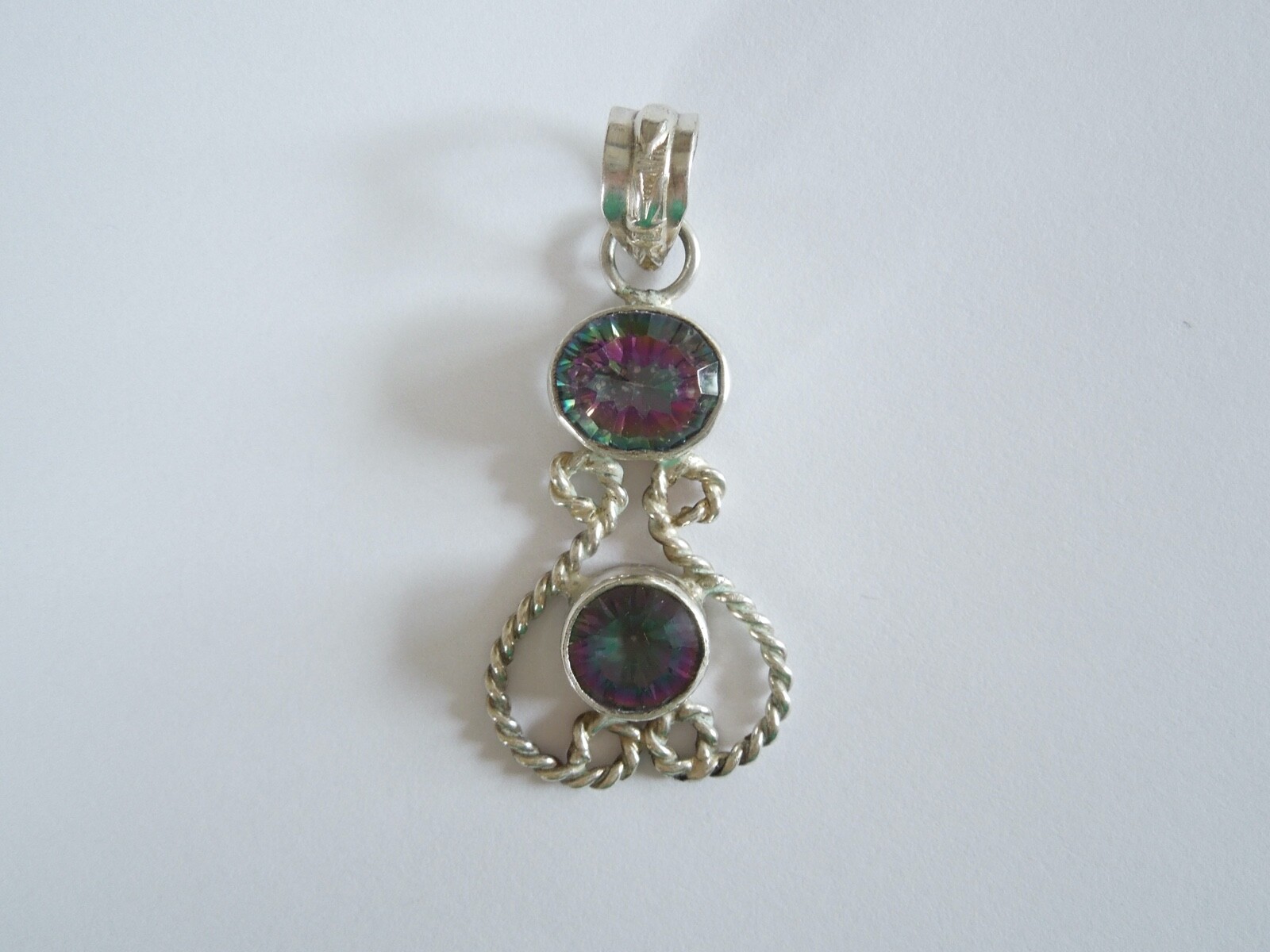925 Sterling Silver Pendant With Mysterious Gemstones 7.2 G / 5.3 X 2.3 Cm