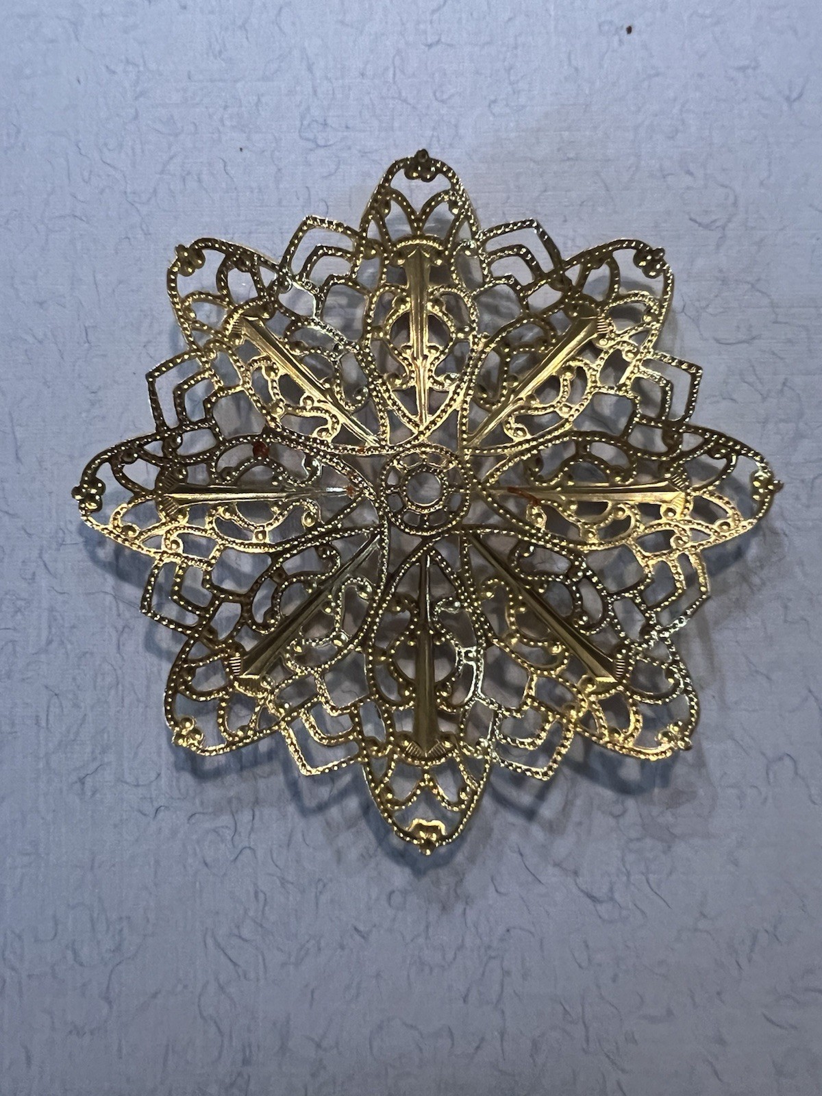 Vintage Brass Filligree Stamping 22K Gold Plated from Famous Maker