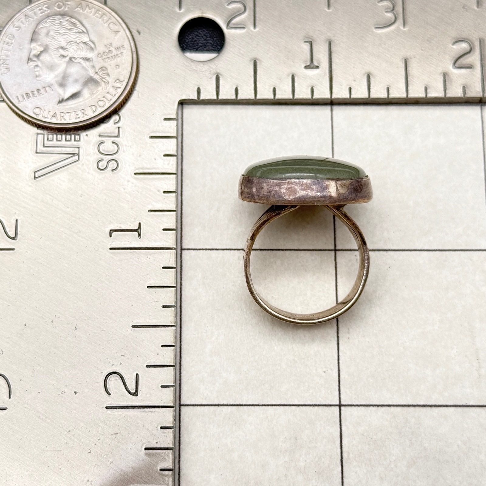 Vintage Modernist Picture Jasper Sterling Silver Ring Size 7.25