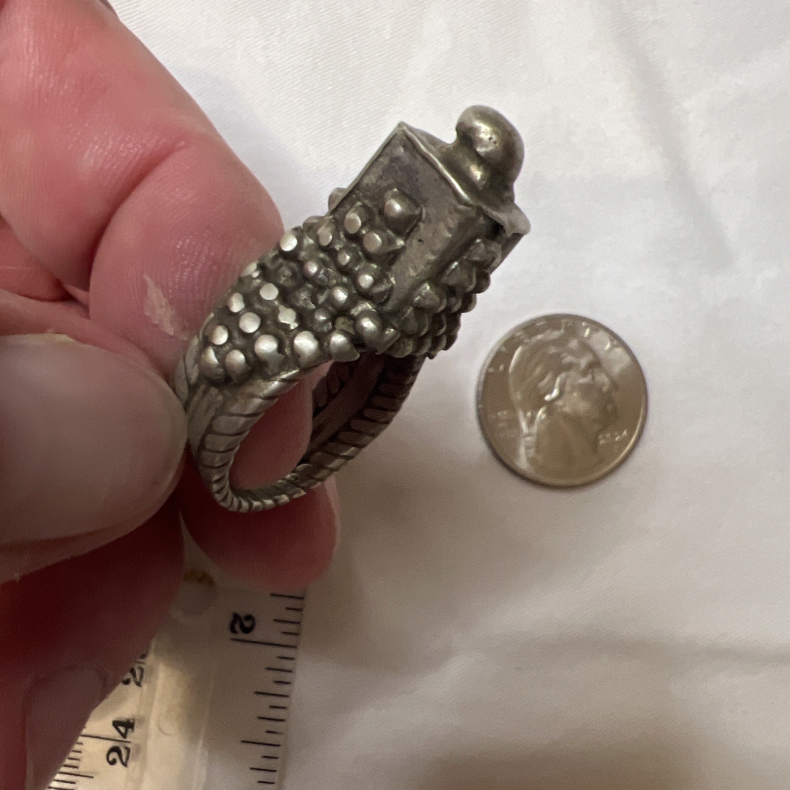 Vintage old DOME Authentic Yemenite Antique Silver Filigree YEMEN Tribal Ring