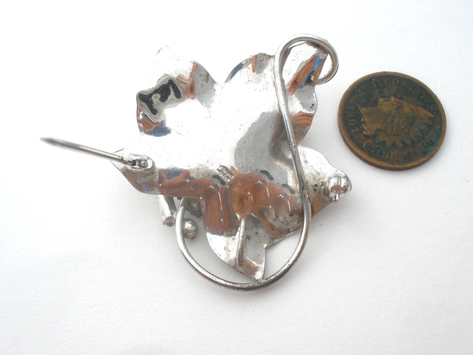 Sterling Silver Brooches Lot of 3 Flower Leaf Art Beau Rhinestone Vintage Pins