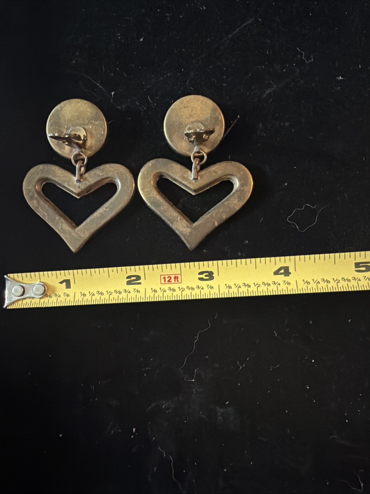 Vintage Door Knocker Clip On Earrings Gold Tone & Bronze Color Oval Dangle