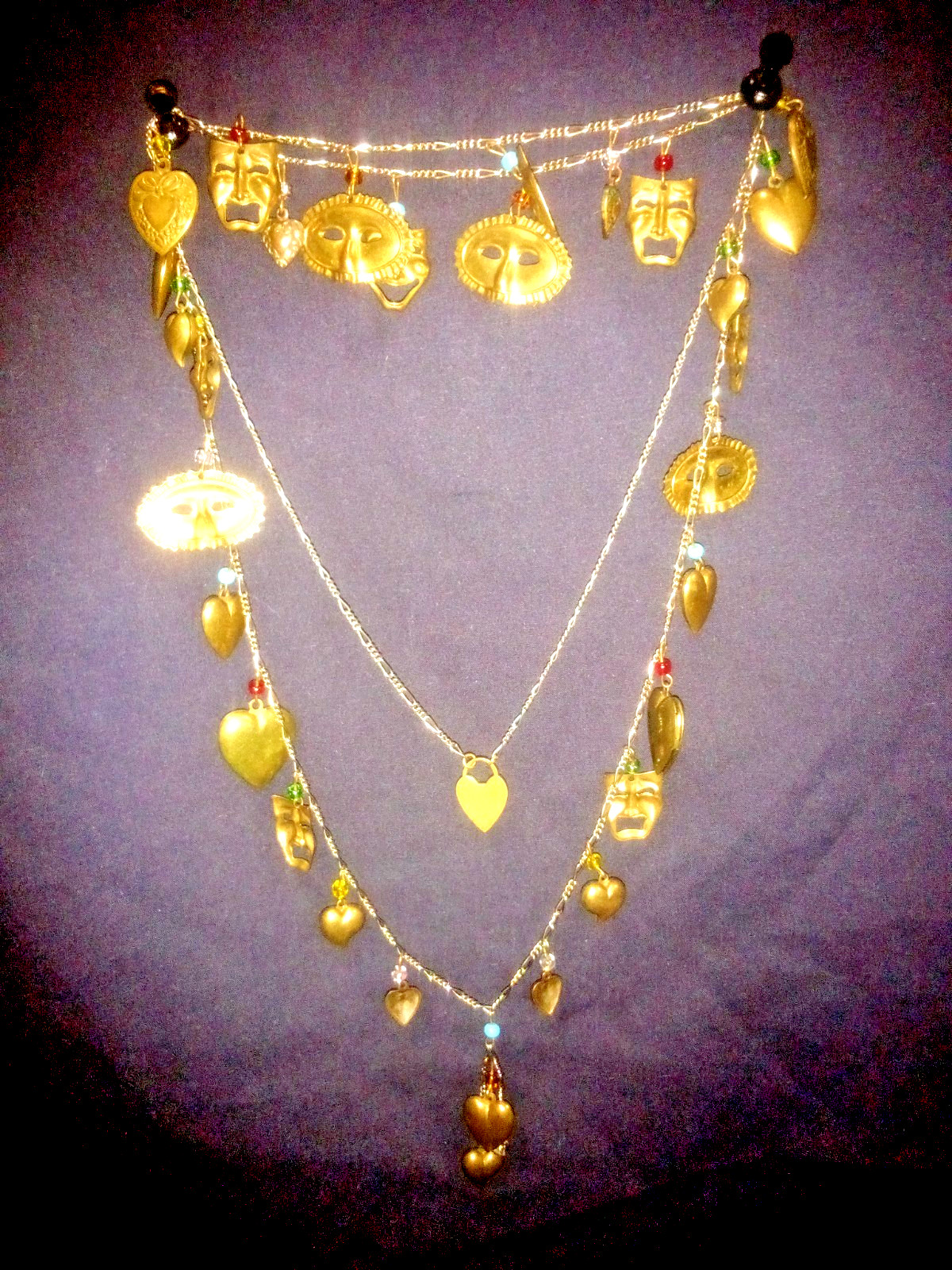 Vintage PIDDiDLY LINKS CHARM Necklace Theater Drama REAL HEART LOCKETS Kingston