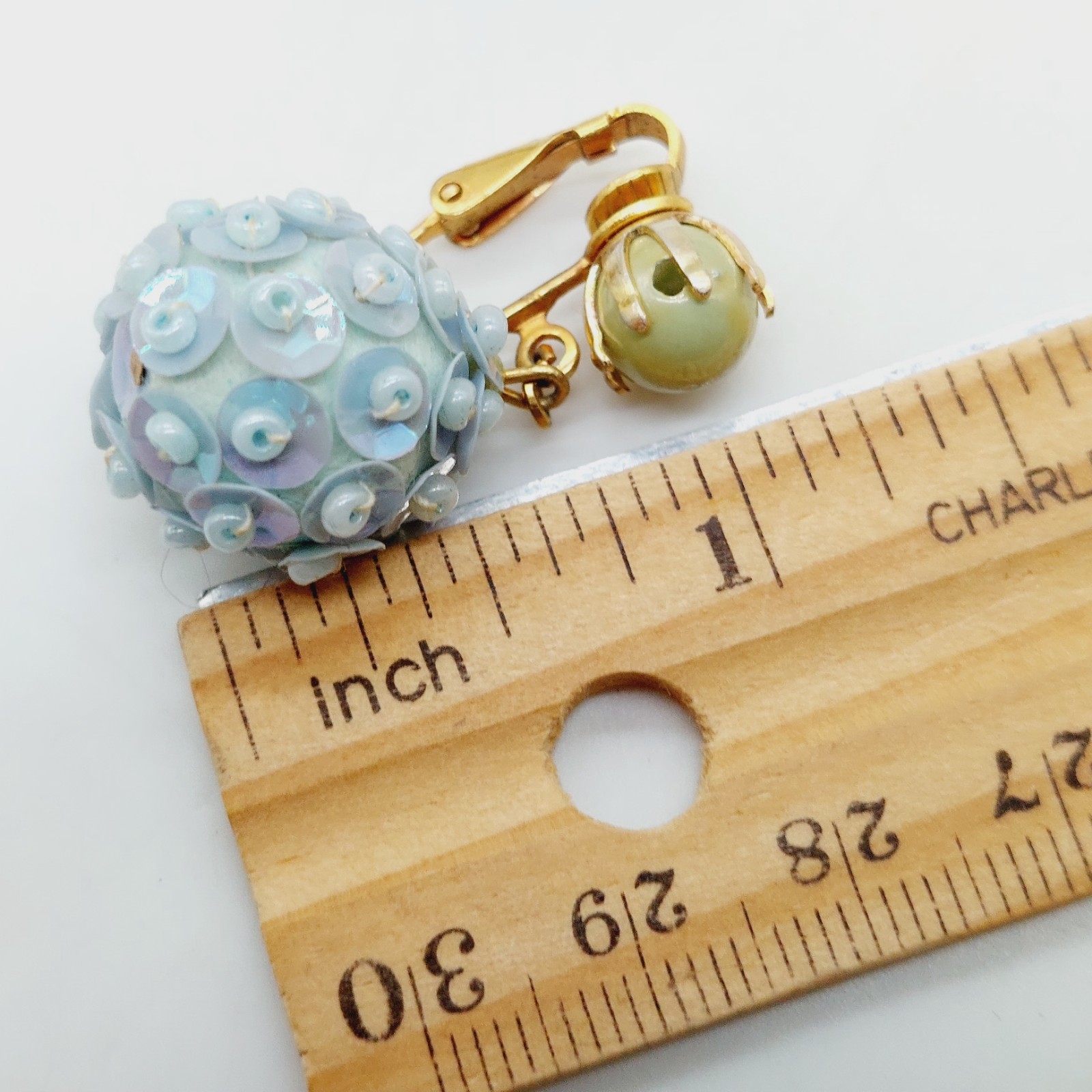 Blue Plastic Clip Earrings Hong Kong & Japan Set Of 3 Fabic Metal