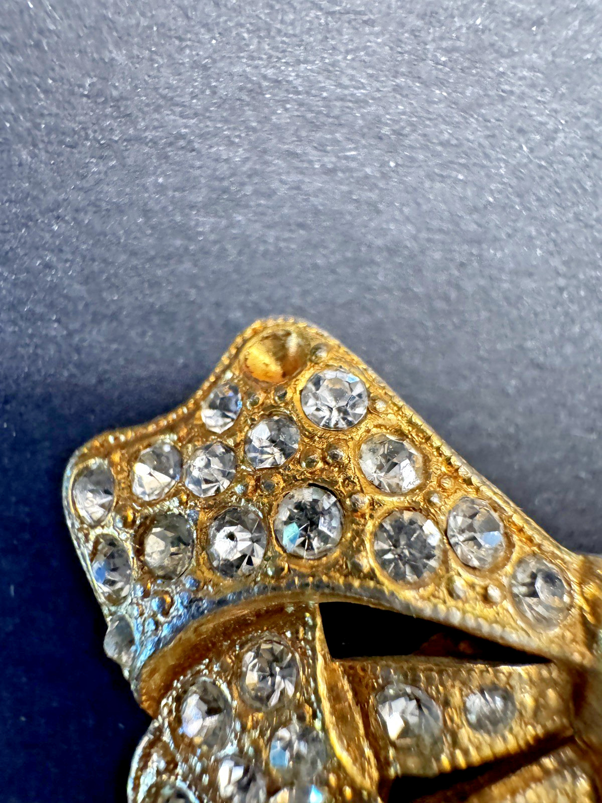 Vintage 1940s Unsigned Rhinestone Dress Clip, Art Deco Bow Fur Clip