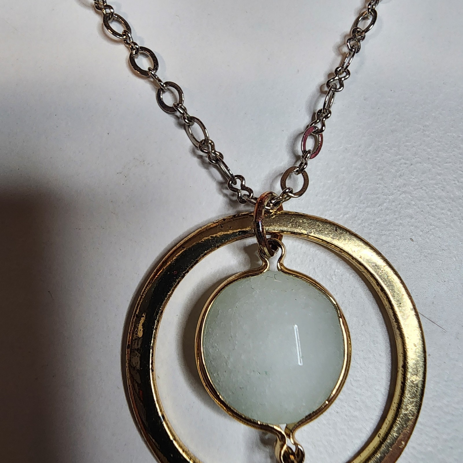 Lane Bryant Chain Tassel Necklace Vintage Gold Tone Signed Long 32″ White Stone