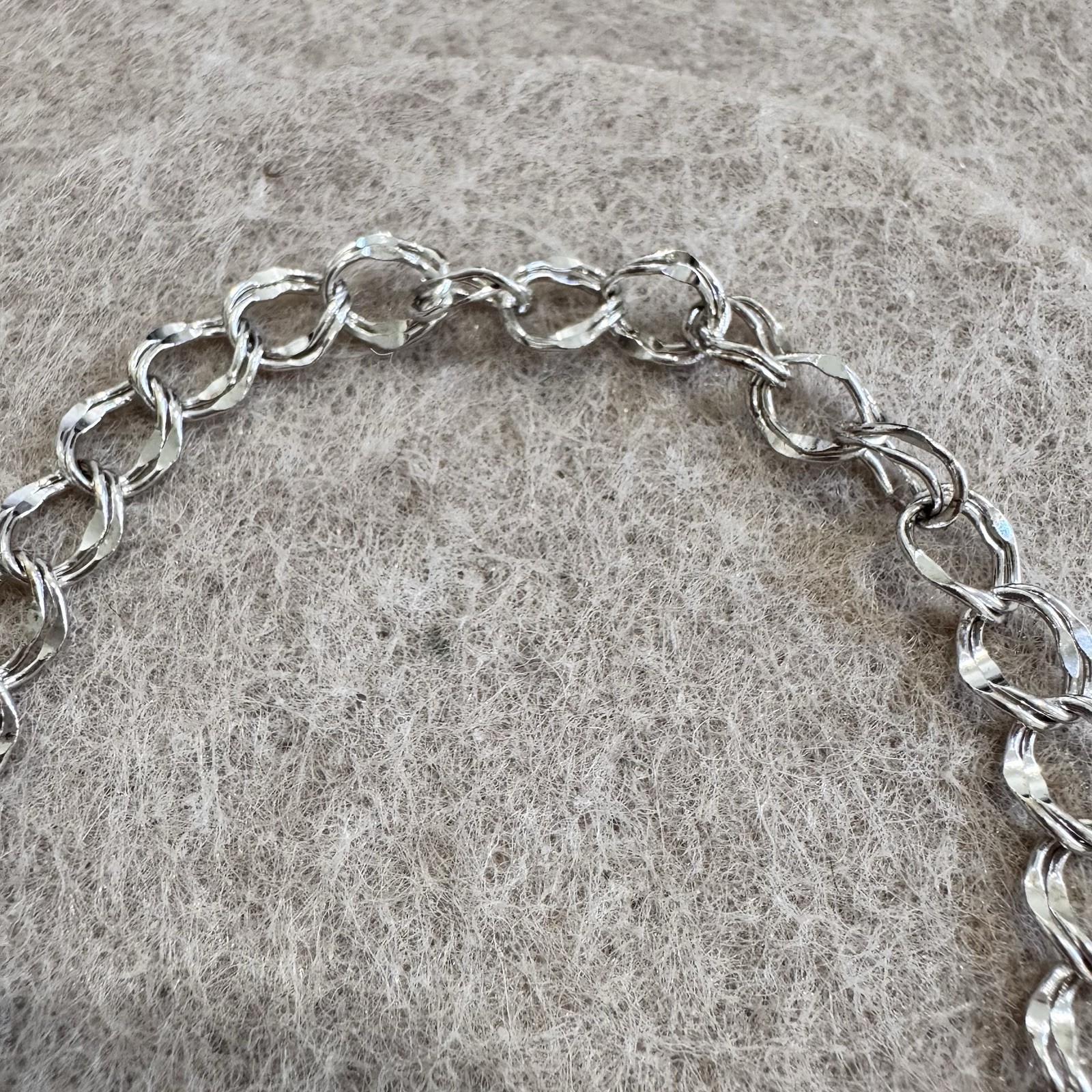Vintage Sterling Silver Double Link Chain Bracelet Charm Jewelry 7.625 inch