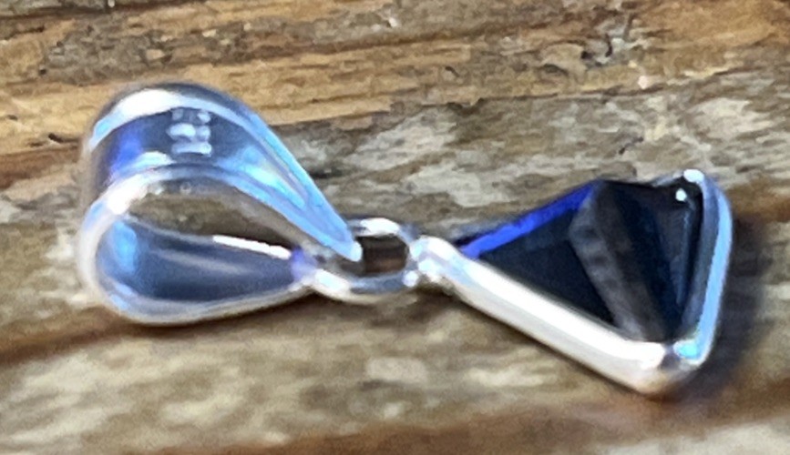 Sterling Silver 925 Black Triangle Pendant 3D Arrow 6mm Pyramid