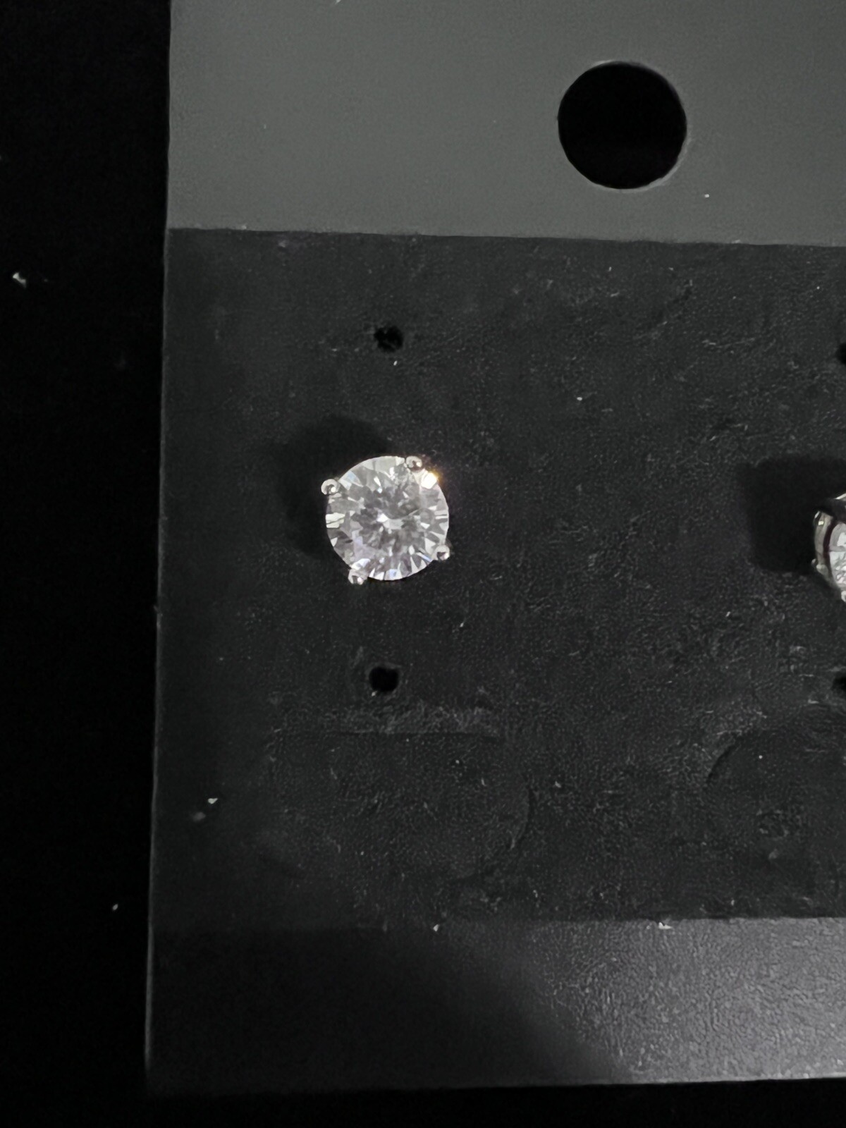 Vintage Clear 5mm Crystal Earrings Solitaire Pierced Studs 4-Prong Silvertone *