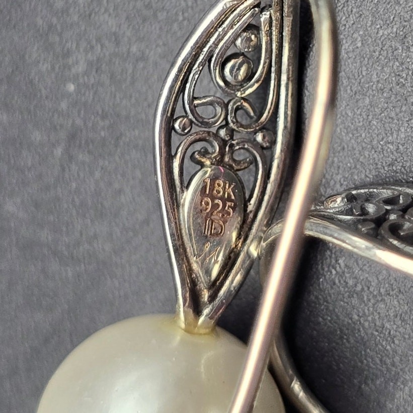 Robert Manse Sterling Silver Pearl Earrings with 18K Gold Accents