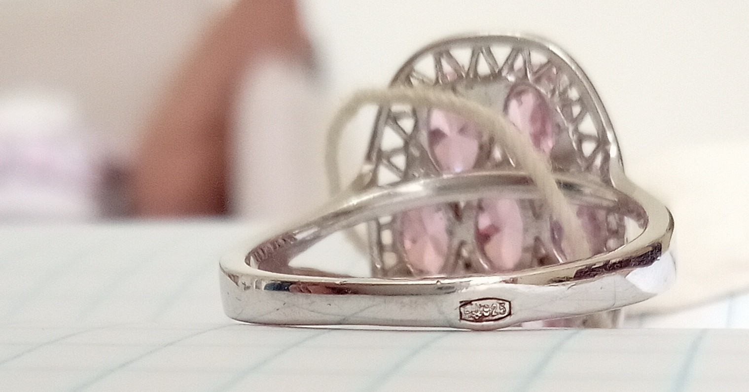 Vintage Ring Pink zircon stones Sterling Silver 925 test Women’s Jewelry size 8