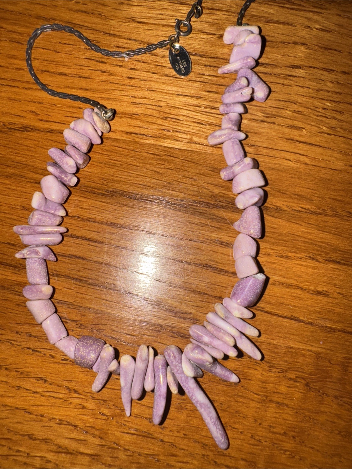 Signed Les Bernard Purple Lavender Branch Coral Rare Species Necklace 33″ Long