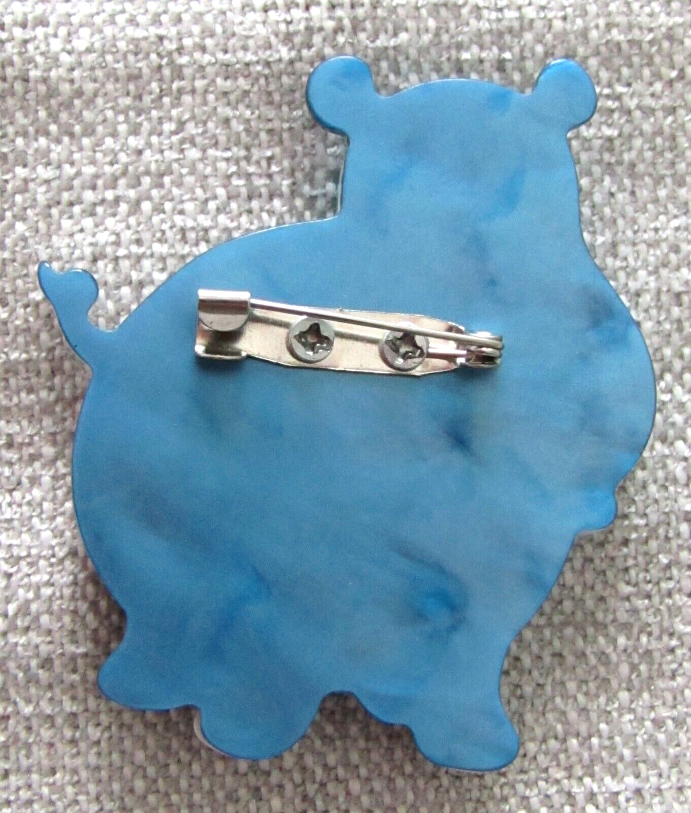Hippopotamus Hippo Acrylic Brooch Pin Blue/White Excellent Quality — Style #1