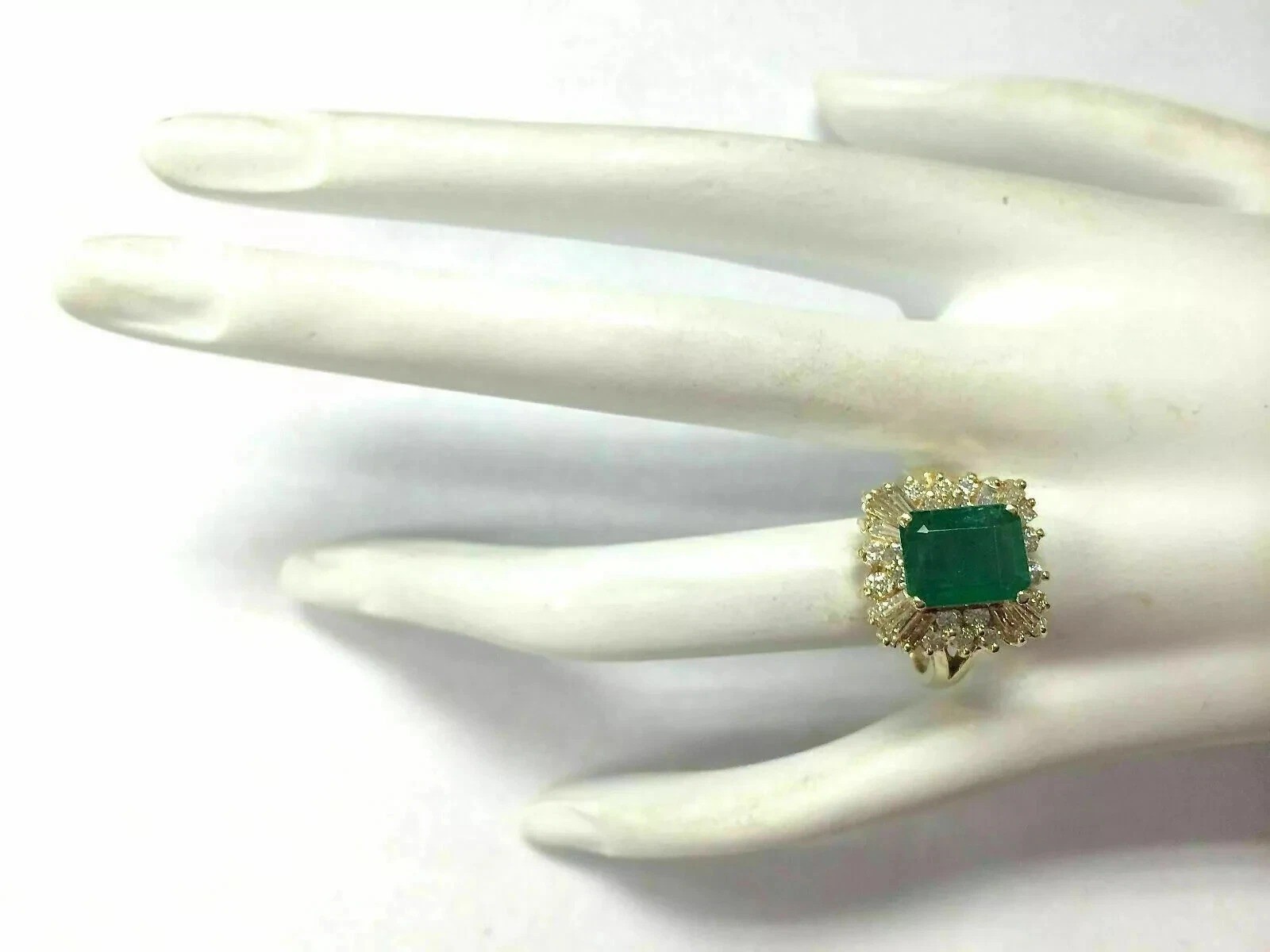 4.50Ct Art Deco Style Lab Created Green Emerald Anniversary 14K Gold FN Ring