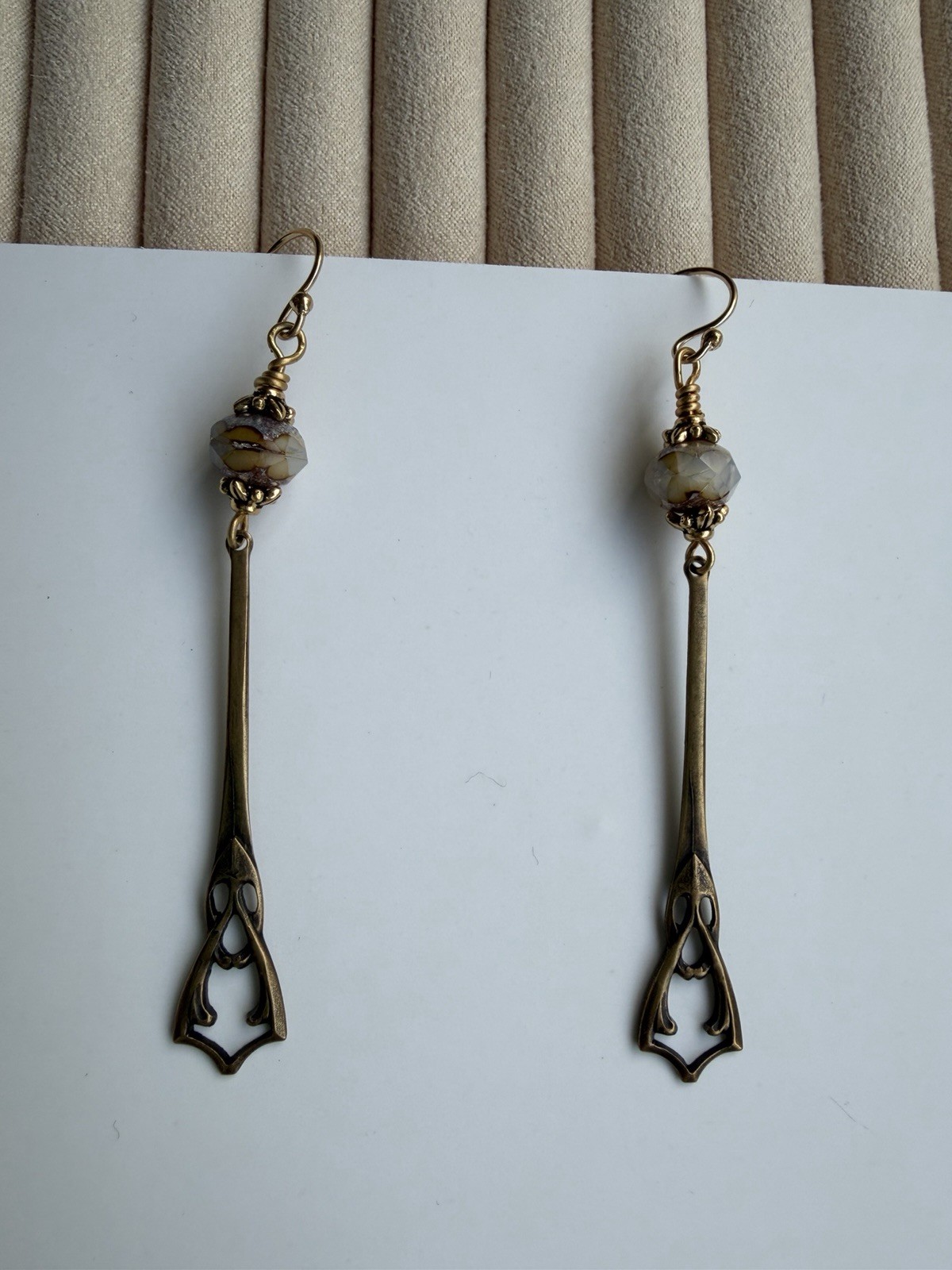 Vintage Art Nouveau Style Dangling Earrings Marked 1/20 14k