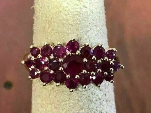 2.20Ct VVS1 Round Cut Lab-Created Red Ruby Anniversary Gift 14K Gold Finish Ring