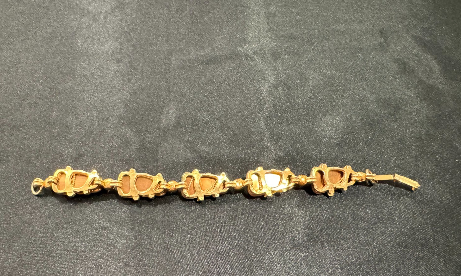 Vtg Bracelet Necklace Set MCM Regency Revival Brown 3D Textured Beads Gold Tone