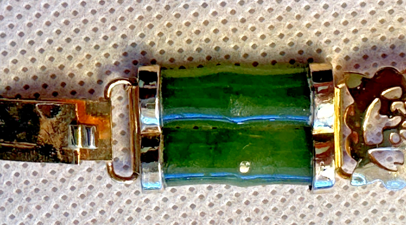 Vintage Chinese Nephrite Jade Bamboo Shape 5 Segment 10 Piece Bracelet With Box