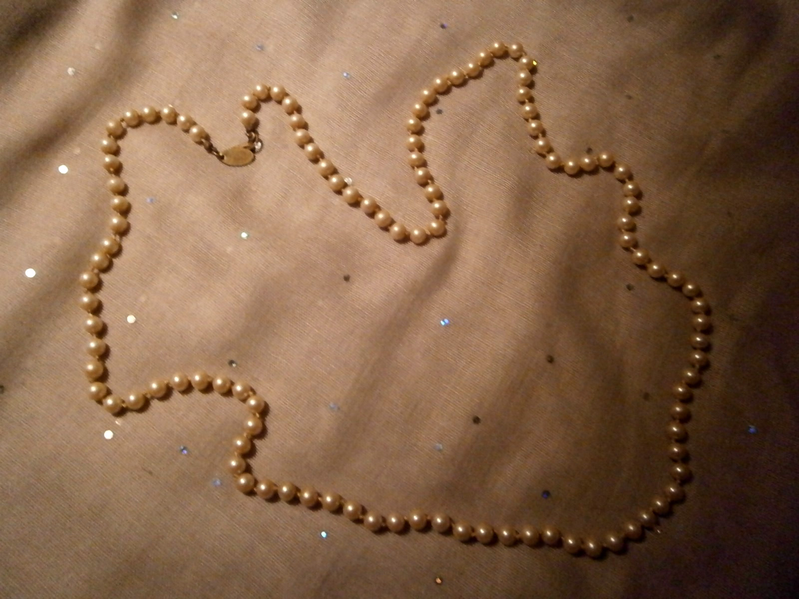 Vtg Signed Miriam Haskell Pat#3427691 Cream 4mm Faux Pearl Beaded Necklace 32″
