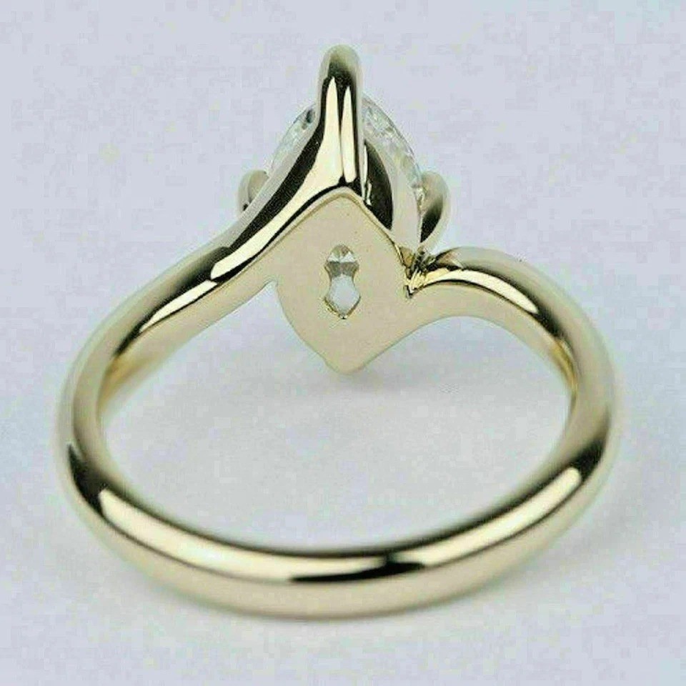 Marquise Cut 2.2Ct VVS1 Lab Created Diamond Wedding Anniversary 14K Gold FN Ring