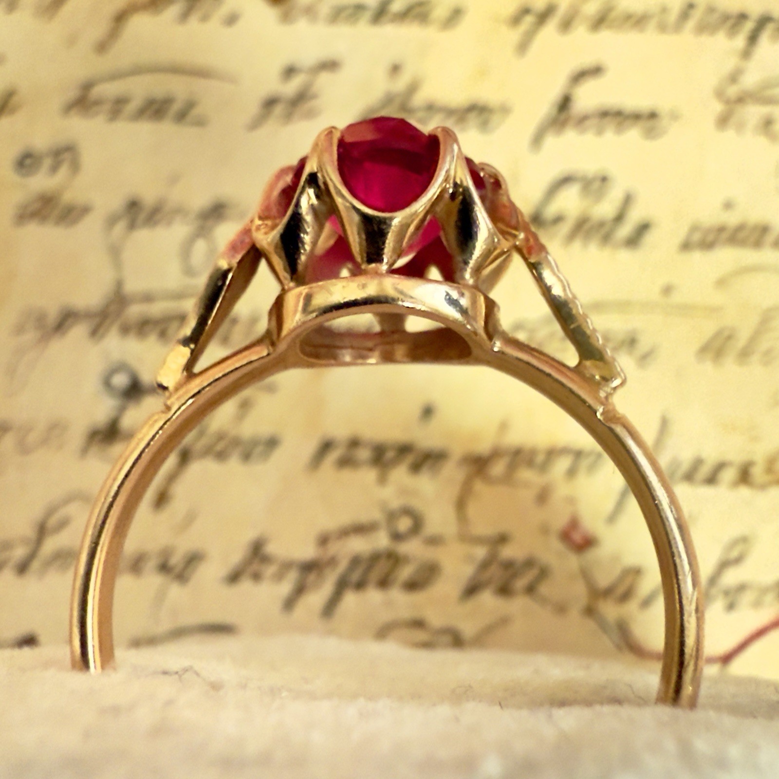 Size 8.5 Stunning Vintage 583 14k Rose Gold Ring – East European USSR Era #1851